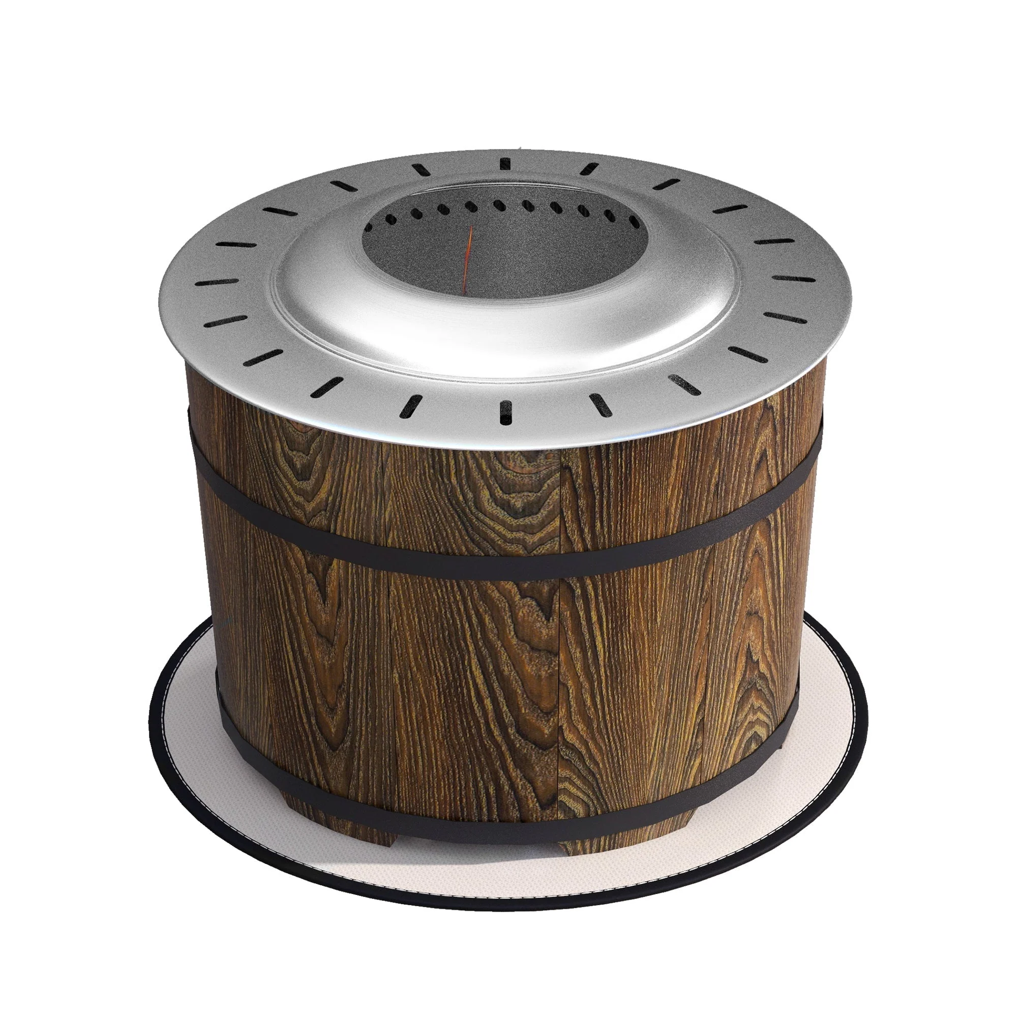 Smokeless Fire Pit with Fireproof Mat - 20.5" Barrel Style Portable Wood Burning Firepit