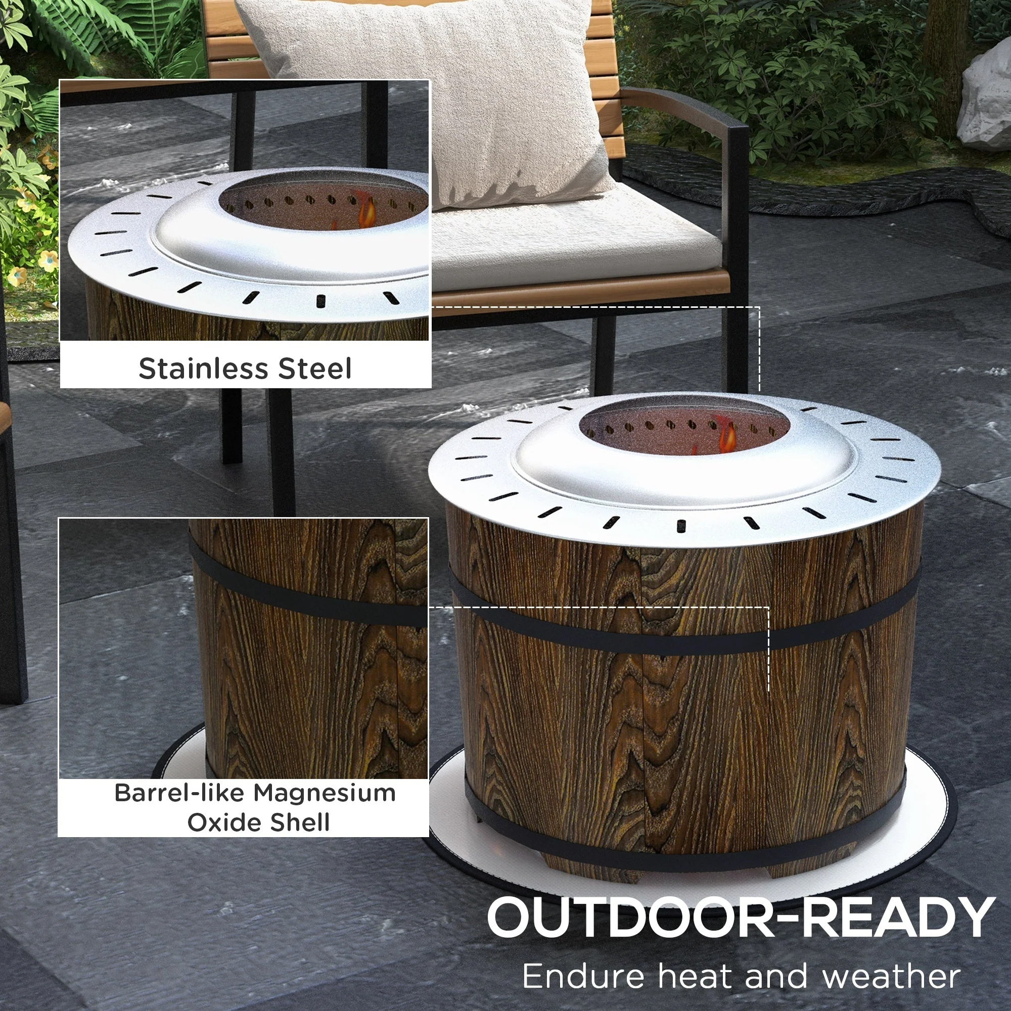 Smokeless Fire Pit with Fireproof Mat - 20.5" Barrel Style Portable Wood Burning Firepit - Image 5