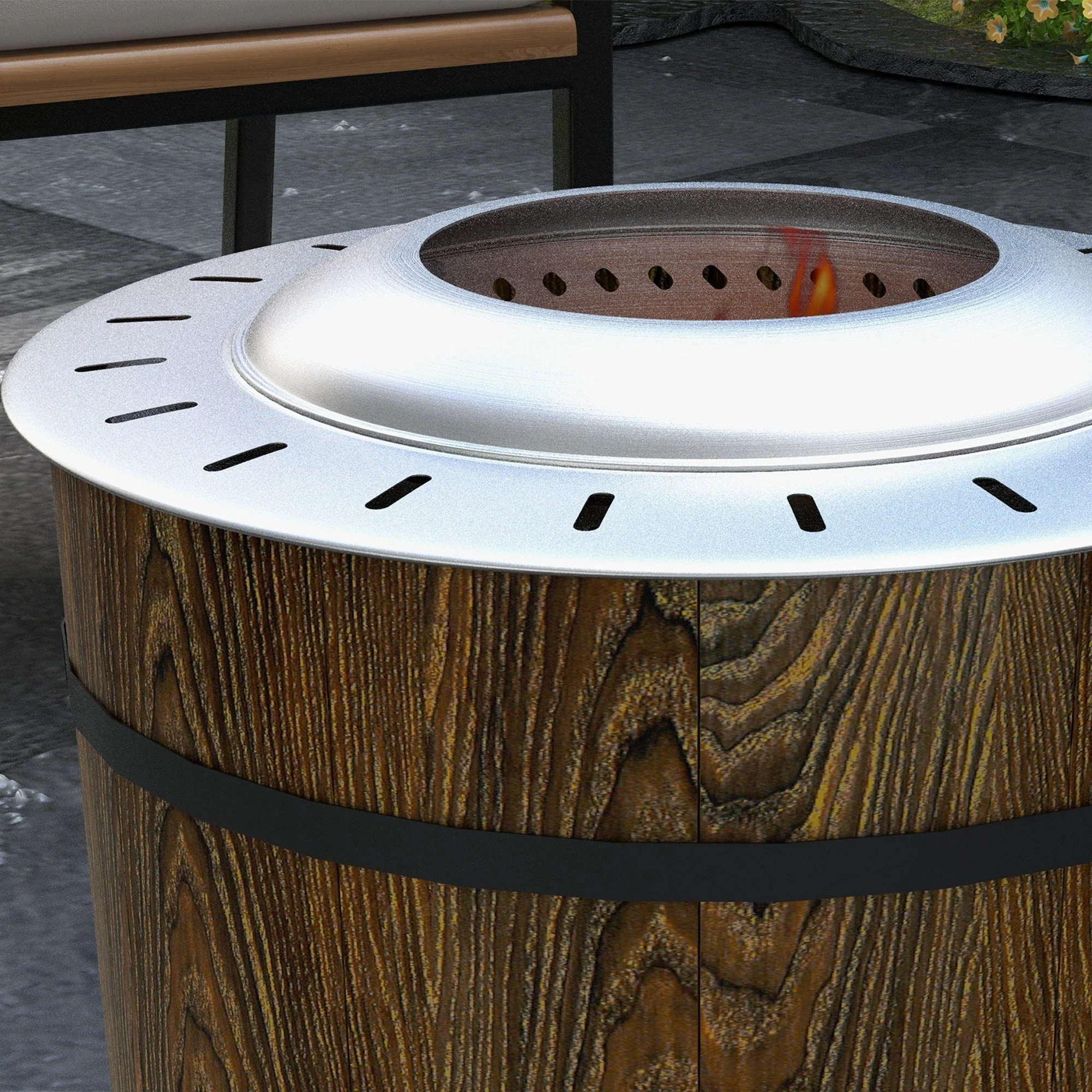 Smokeless Fire Pit with Fireproof Mat - 20.5" Barrel Style Portable Wood Burning Firepit - Image 9