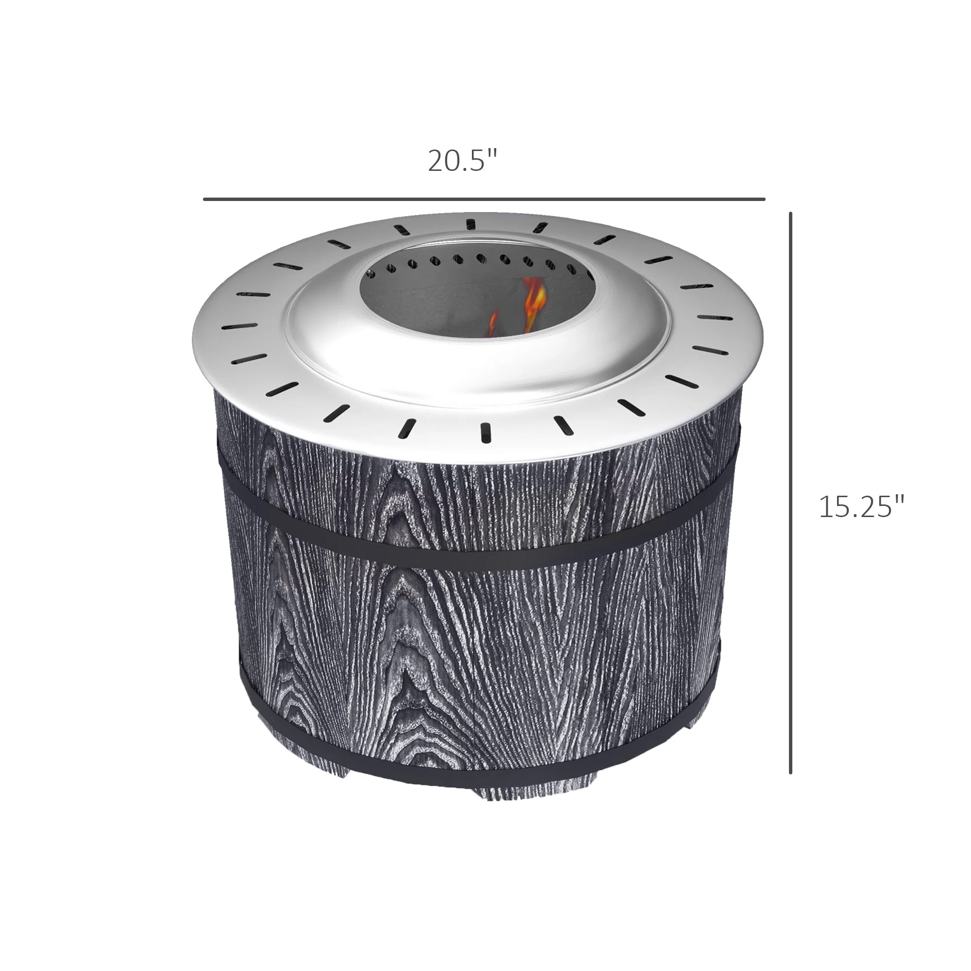 Smokeless Fire Pit with Fireproof Mat, 20" Barrel Style Portable Wood Burning Firepit - Image 3