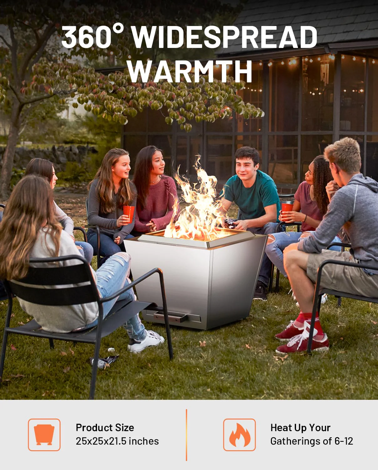 Smokeless Fire Pit with Fireproof Mat 20' Barrel Style Portable Wood Burning Firepit Black - Image 8
