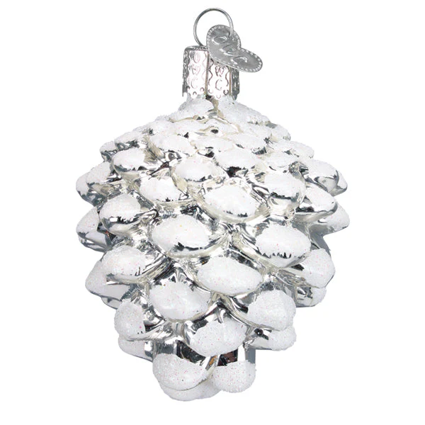 Snow-Capped Silver Snowy Cone Ornament - Image 3