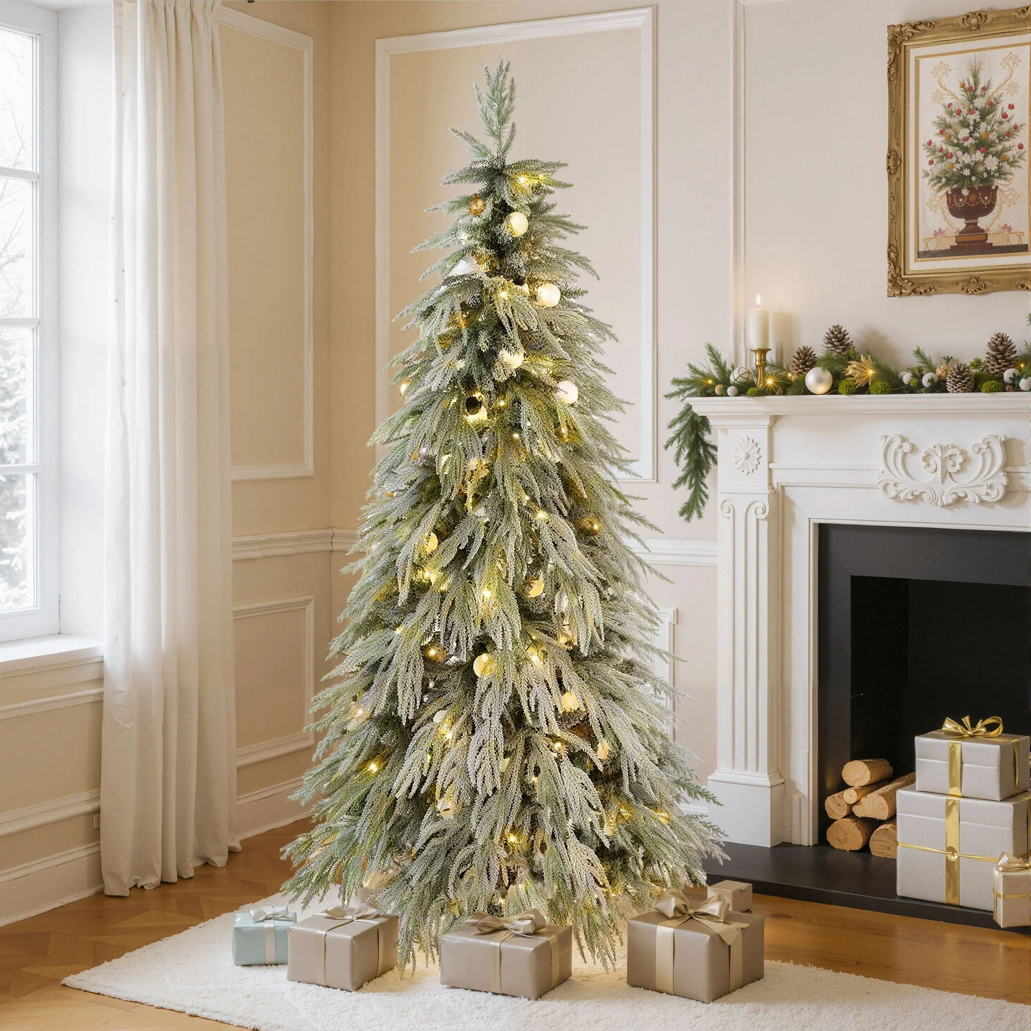 Snow Flocked Christmas Tree With LED Lights - Image 4