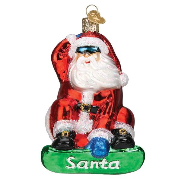 Snowboarding Santa Ornament - Image 3