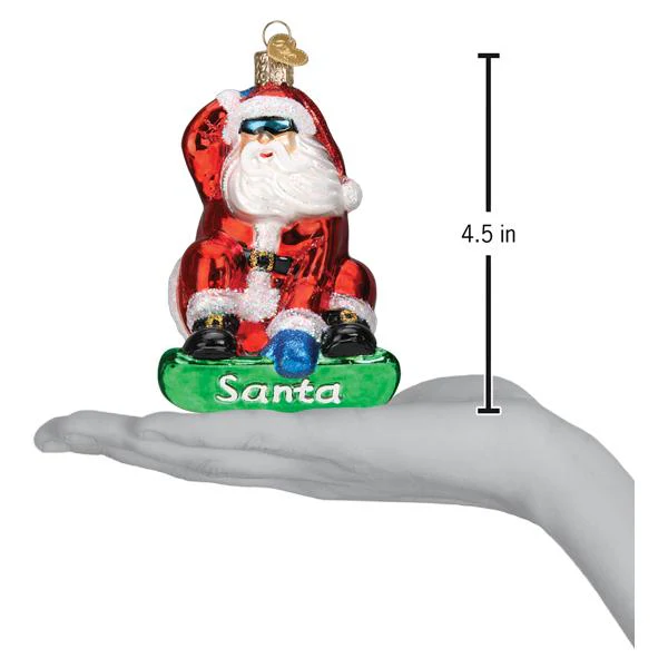 Snowboarding Santa Ornament - Image 6