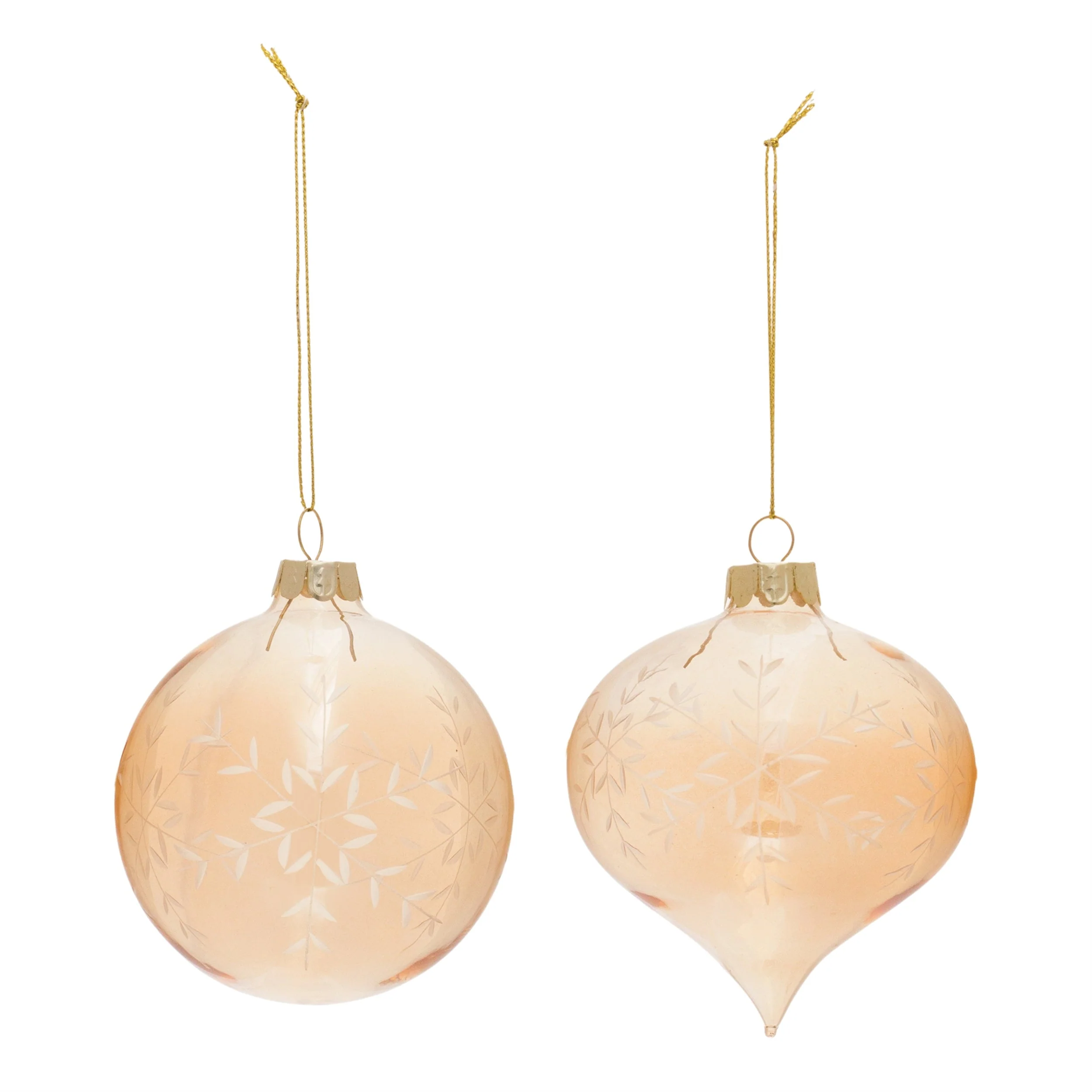 Snowflake Etched Glass Ornament (Set of 12) - Image 2