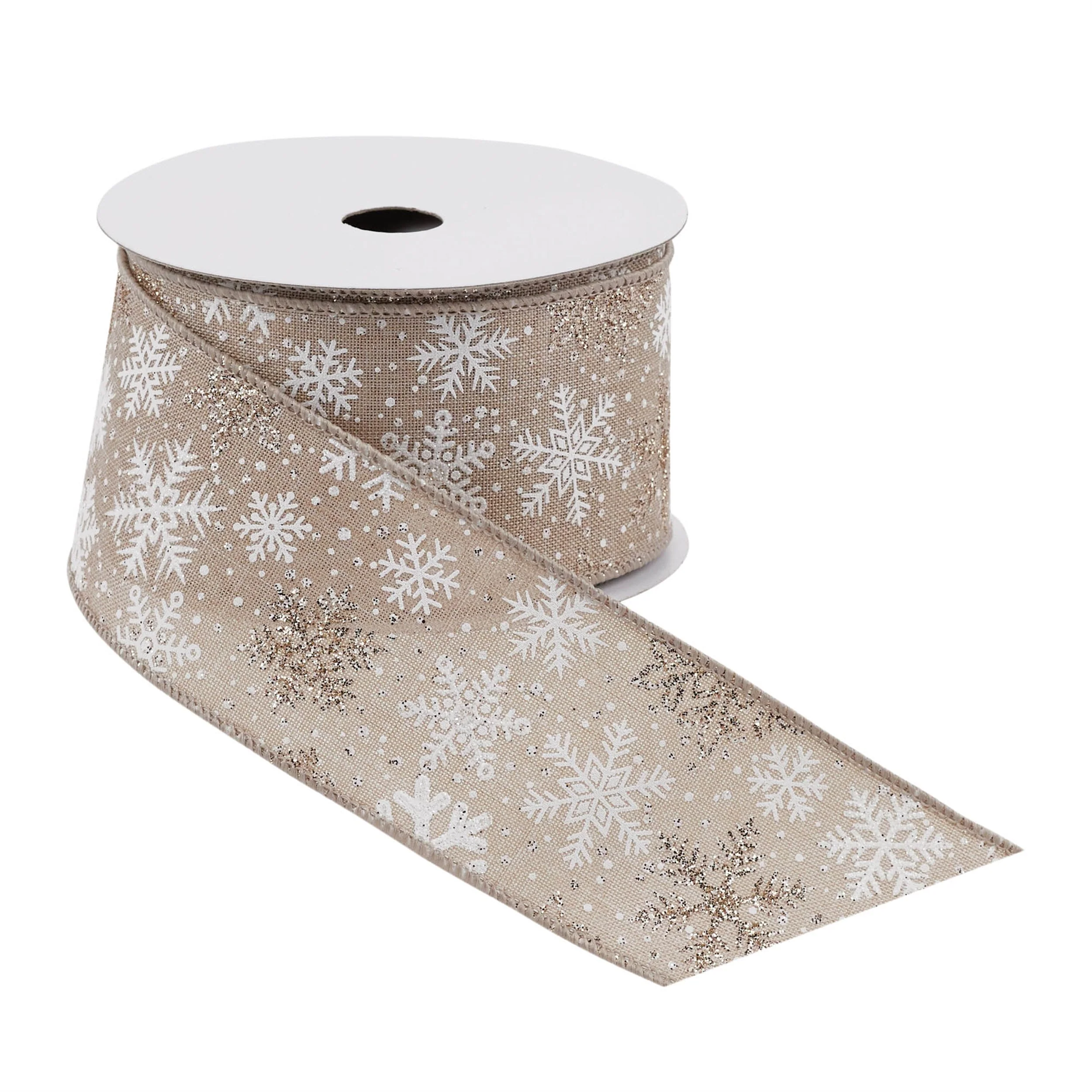 Snowflake Print Wired Ribbon 2.5" x 10 Yds. - Image 2
