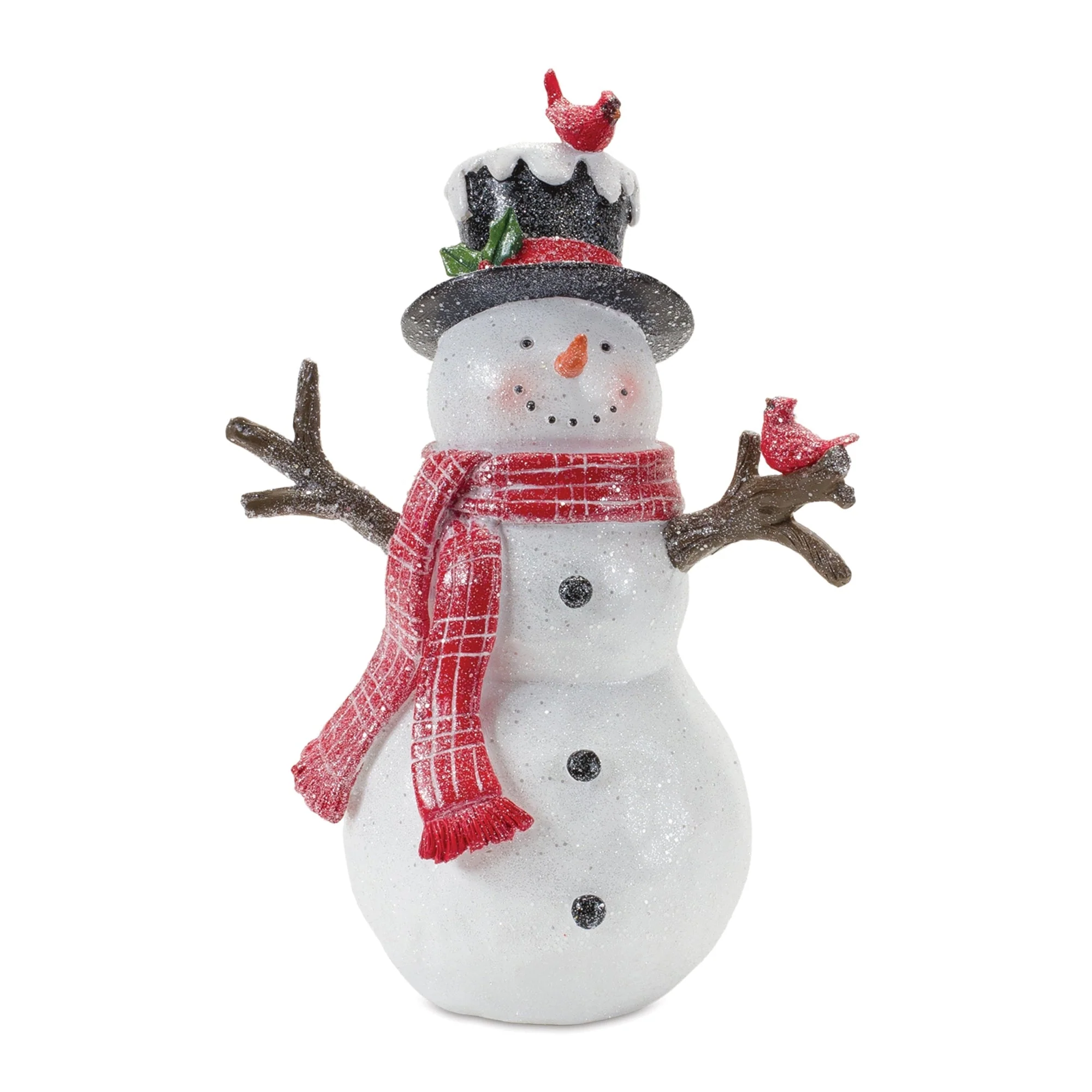 Snowman with Cardinal Birds Figurine (Set of 2) - Image 2