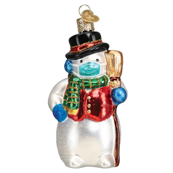 Snowman With Face Mask Ornament - Image 3