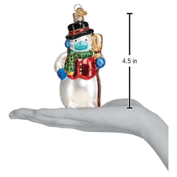 Snowman With Face Mask Ornament - Image 6
