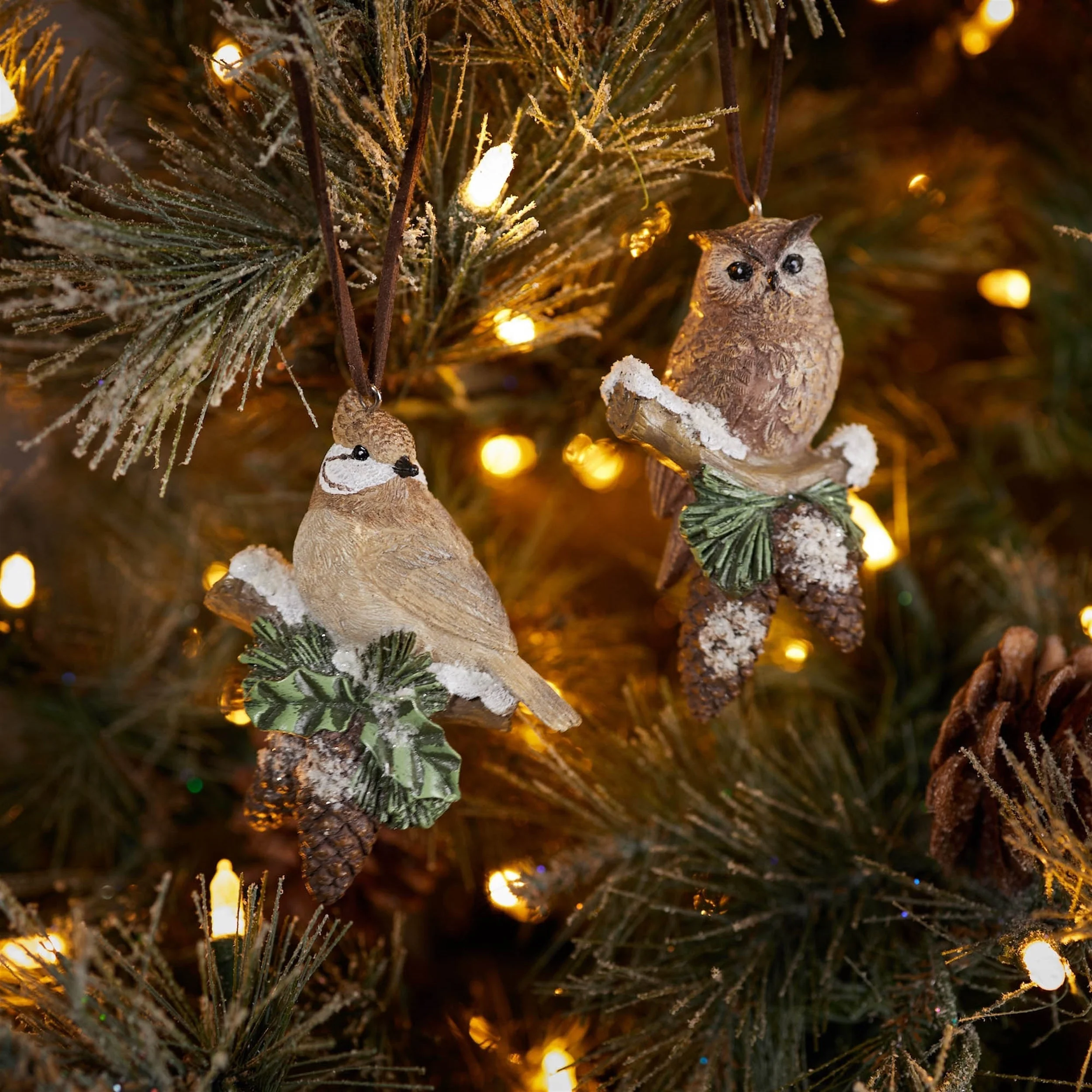 Snowy Cardinal Bird and Owl Ornament (Set of 12) - Image 2