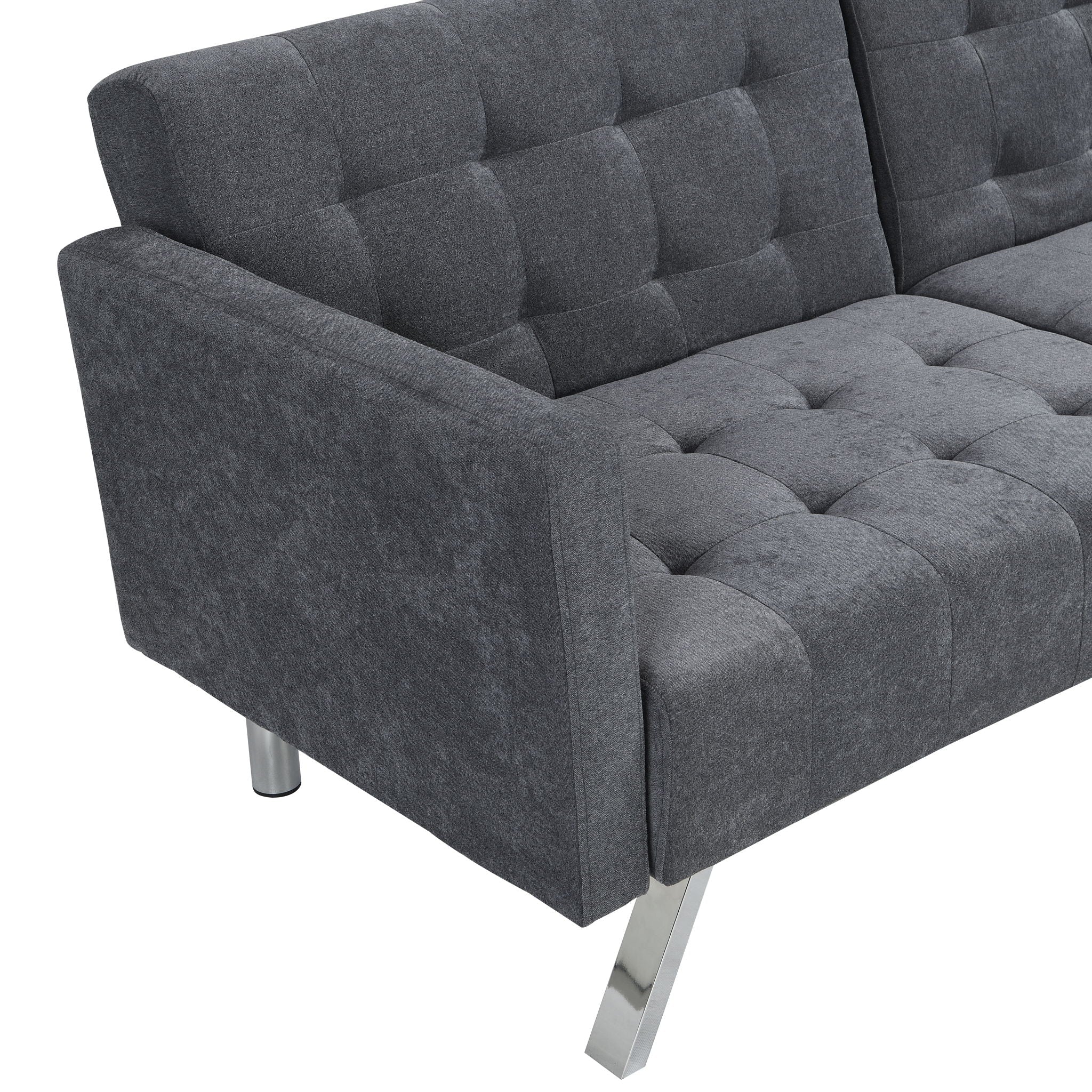 Sofa Bed Convertible Folding Lounge Couch Loveseat Sleeper Sofa Armrests - Dark Gray - Image 2