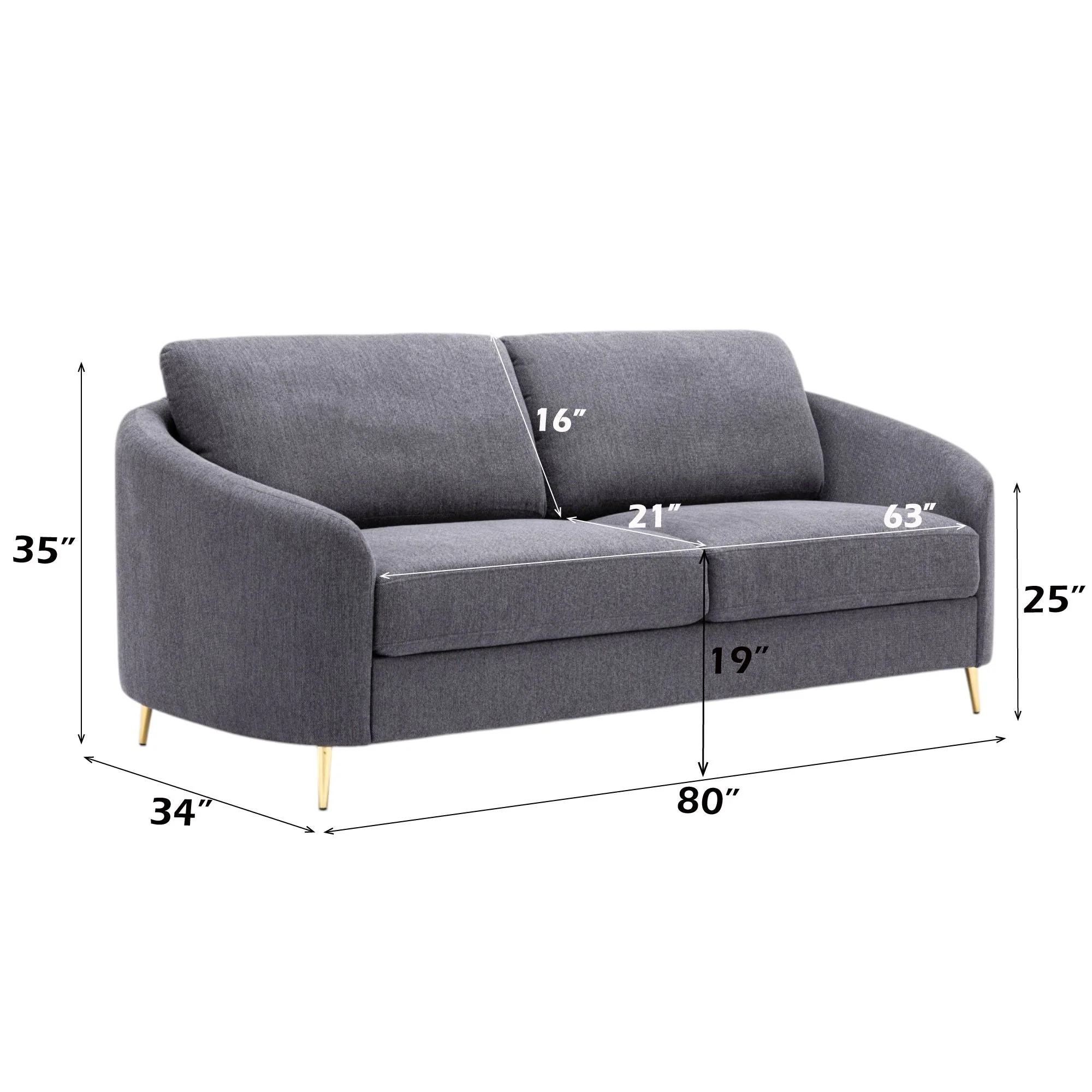 Sofa - Gray - Linen - Image 3
