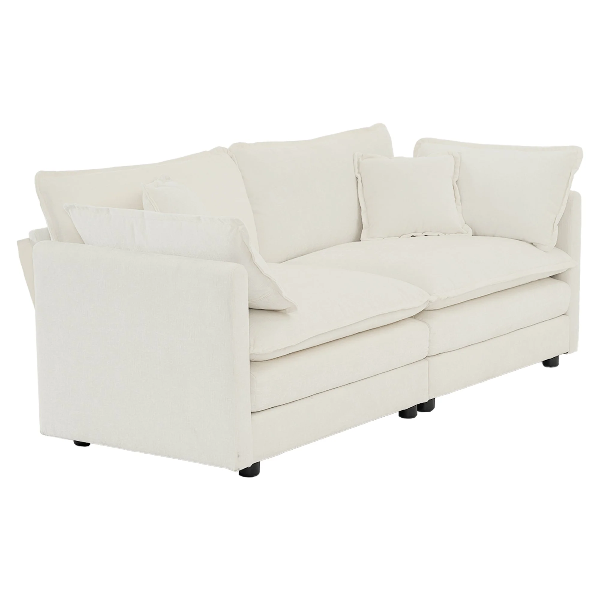 Sofa Set of 2 Chenille Couch, 2+3 Seater Sofa Set Deep Seat Sofa, Modern Sofa Set for Living Room, White Chenille - Image 10