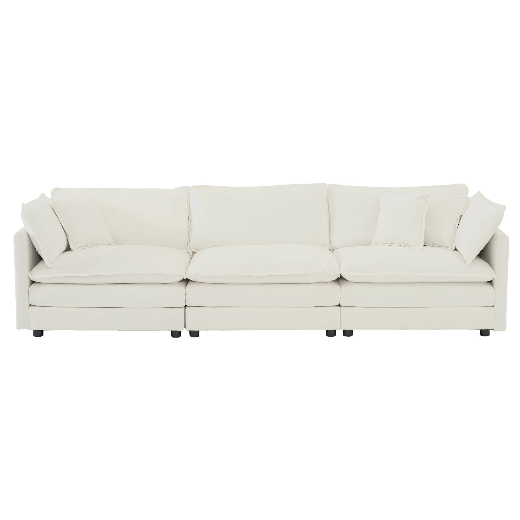 Sofa Set of 2 Chenille Couch, 2+3 Seater Sofa Set Deep Seat Sofa, Modern Sofa Set for Living Room, White Chenille - Image 7
