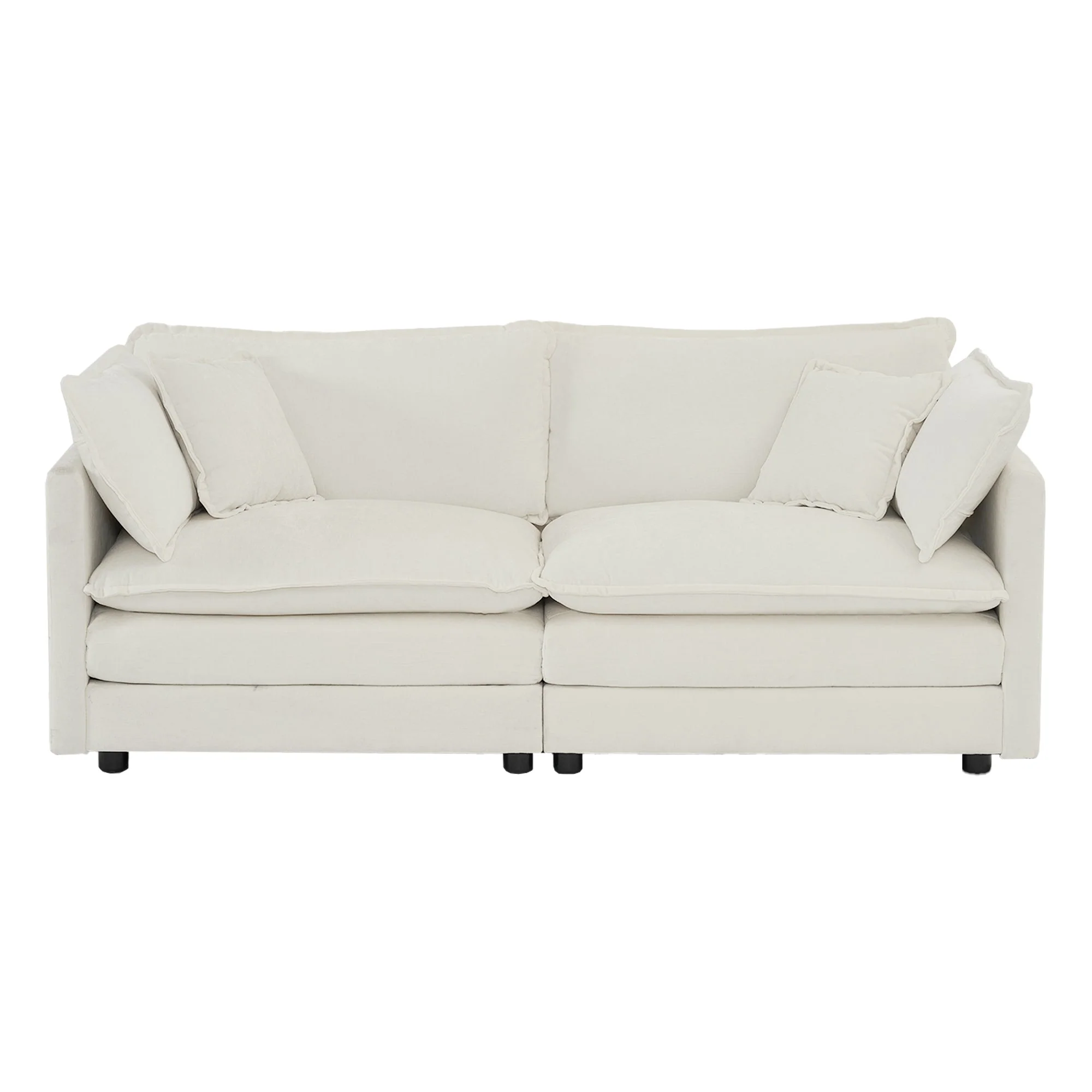 Sofa Set of 2 Chenille Couch, 2+3 Seater Sofa Set Deep Seat Sofa, Modern Sofa Set for Living Room, White Chenille - Image 9