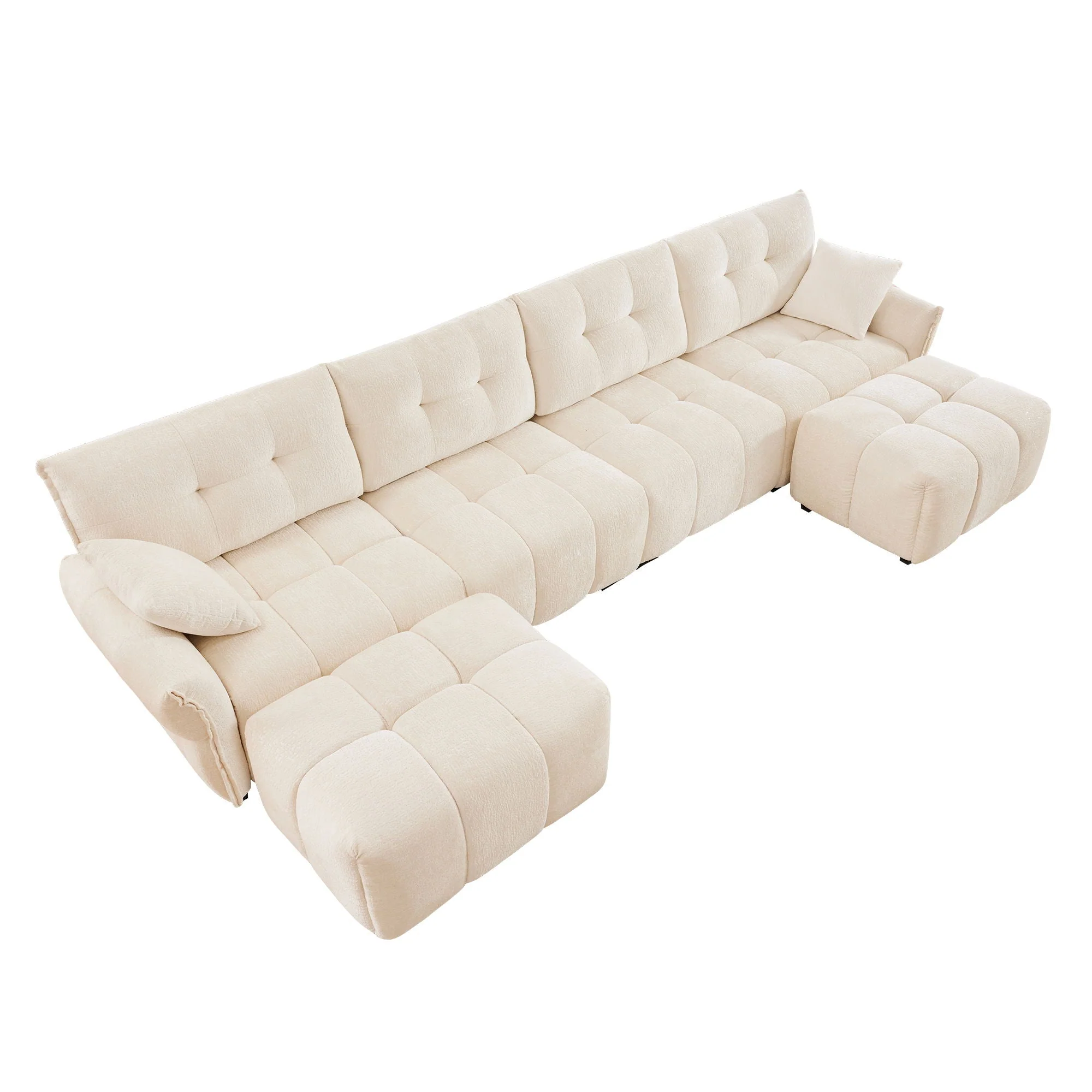 Sofa Set With Ottoman And Pillows, Textured, High Resilience Cushions - Image 12