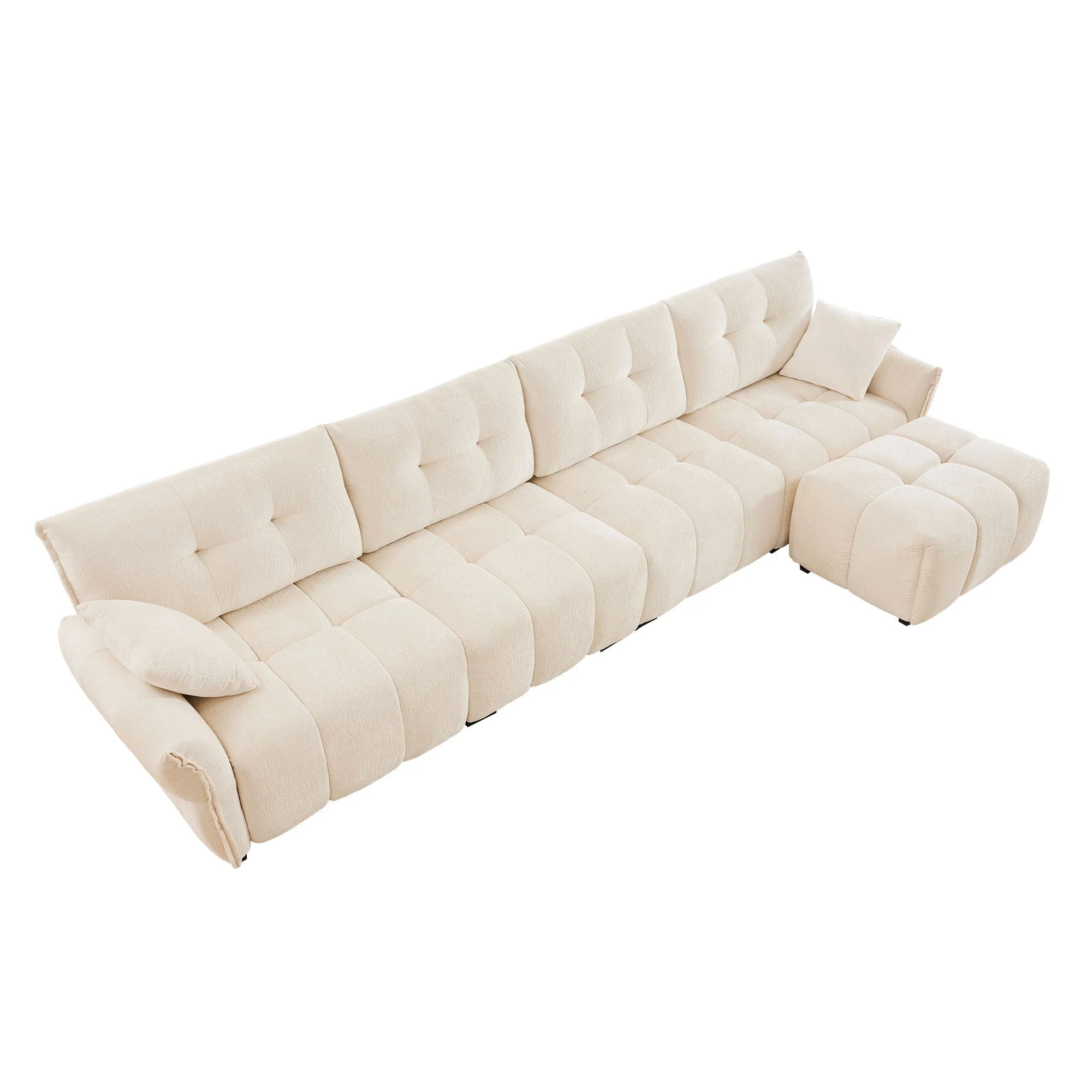Sofa Set With Ottoman And Pillows, Textured, High Resilience Cushions - Image 14