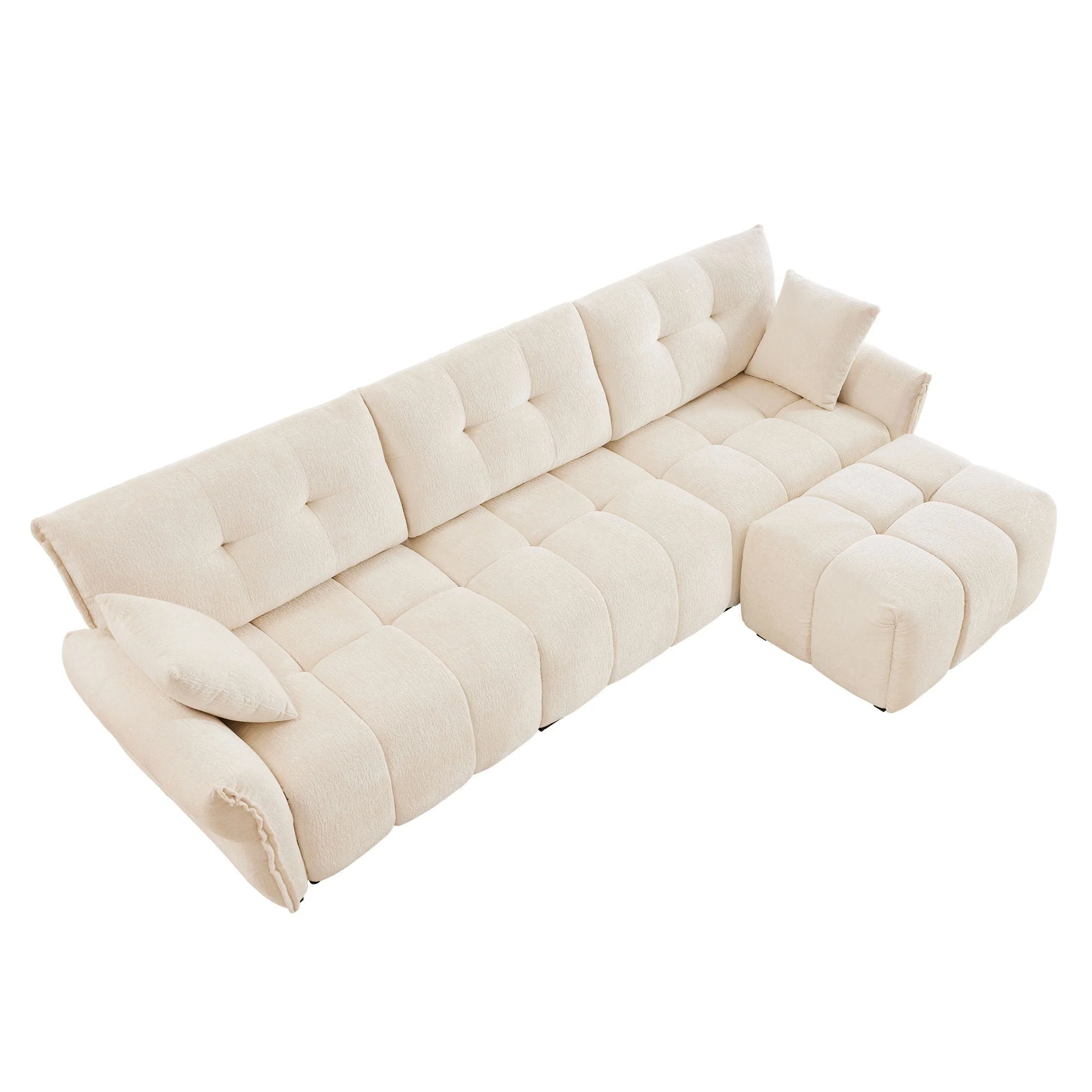 Sofa Set With Ottoman And Pillows, Textured, High Resilience Cushions - Image 15