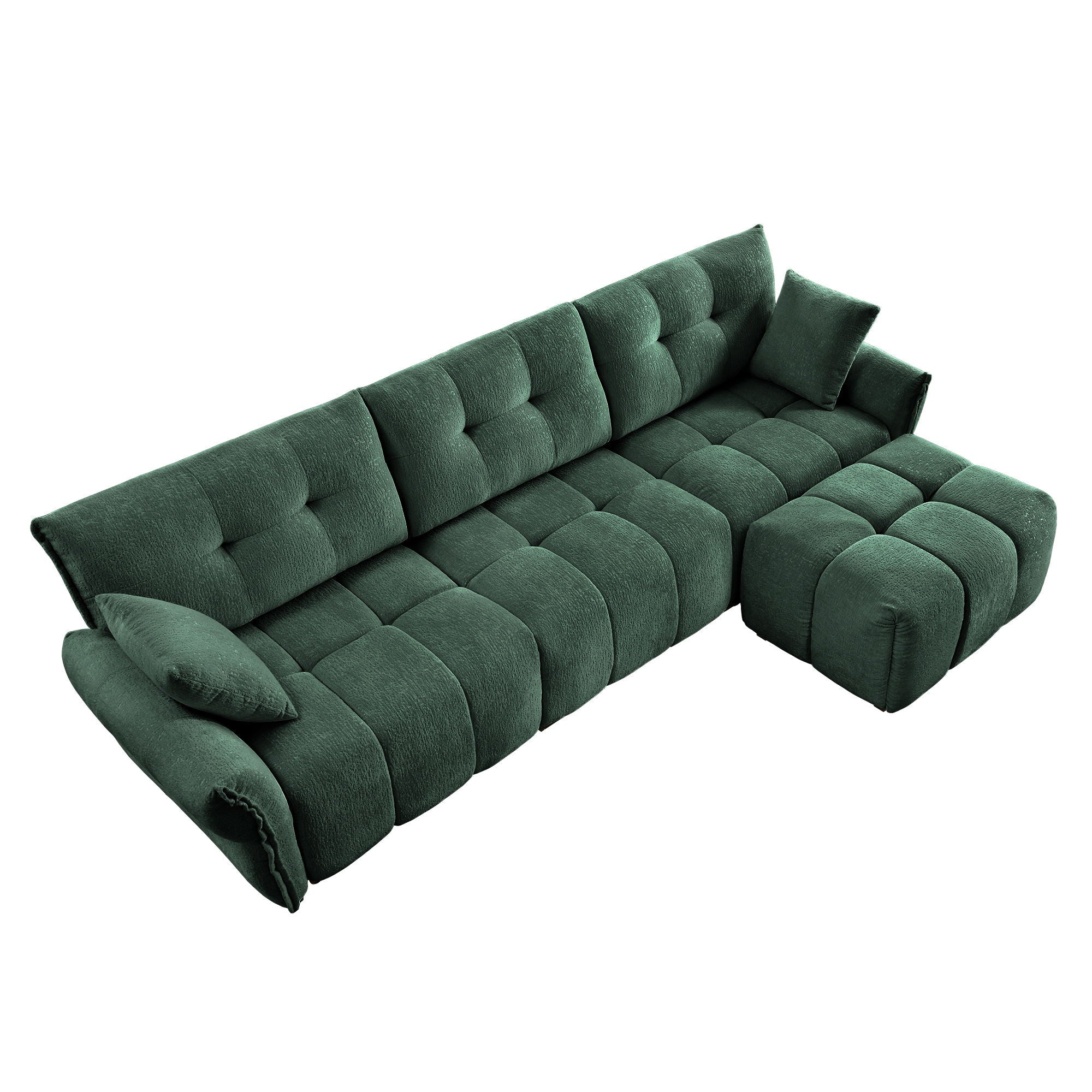 Sofa Set With Ottoman And Pillows, Textured, High Resilience Cushions - Image 16