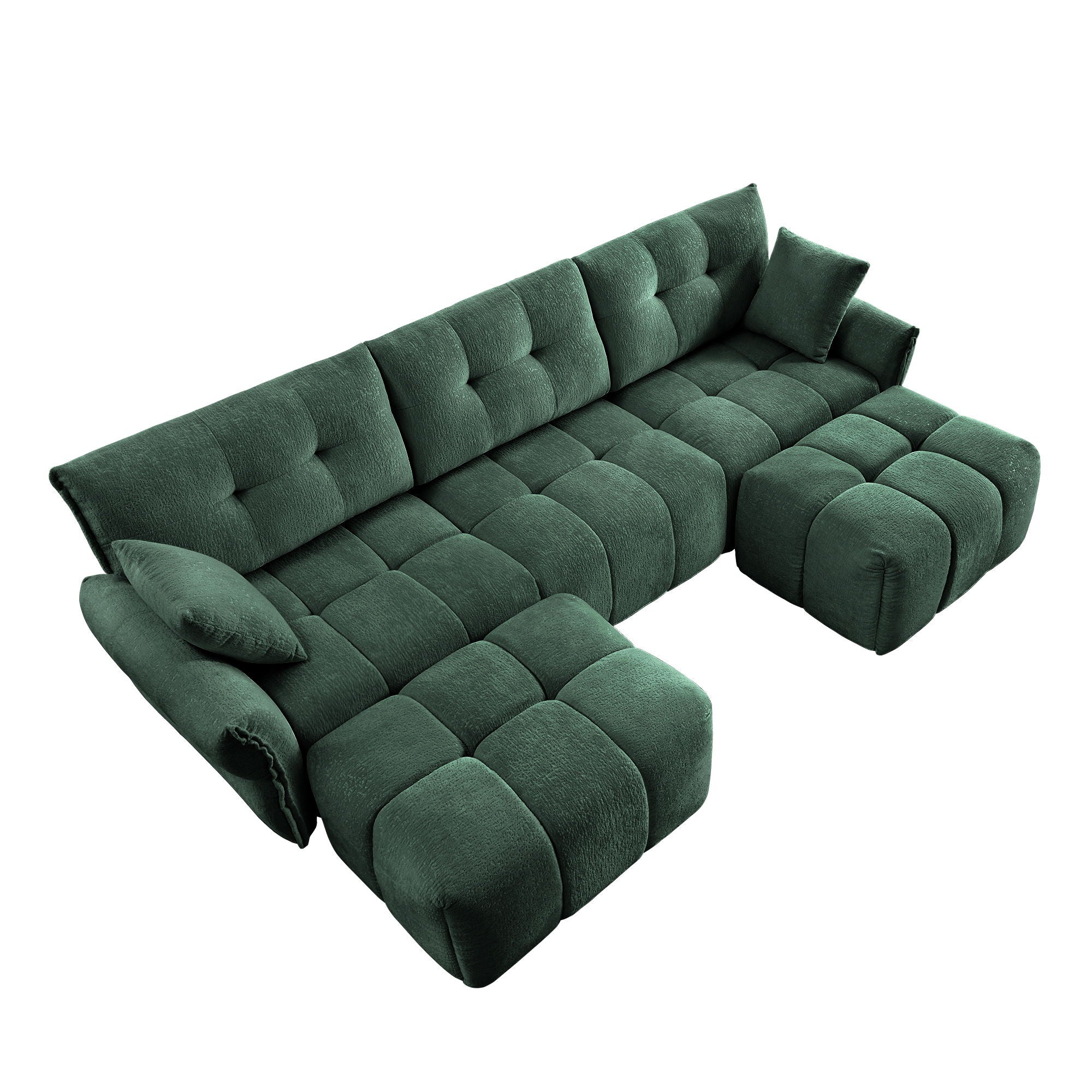 Sofa Set With Ottoman And Pillows, Textured, High Resilience Cushions - Image 17