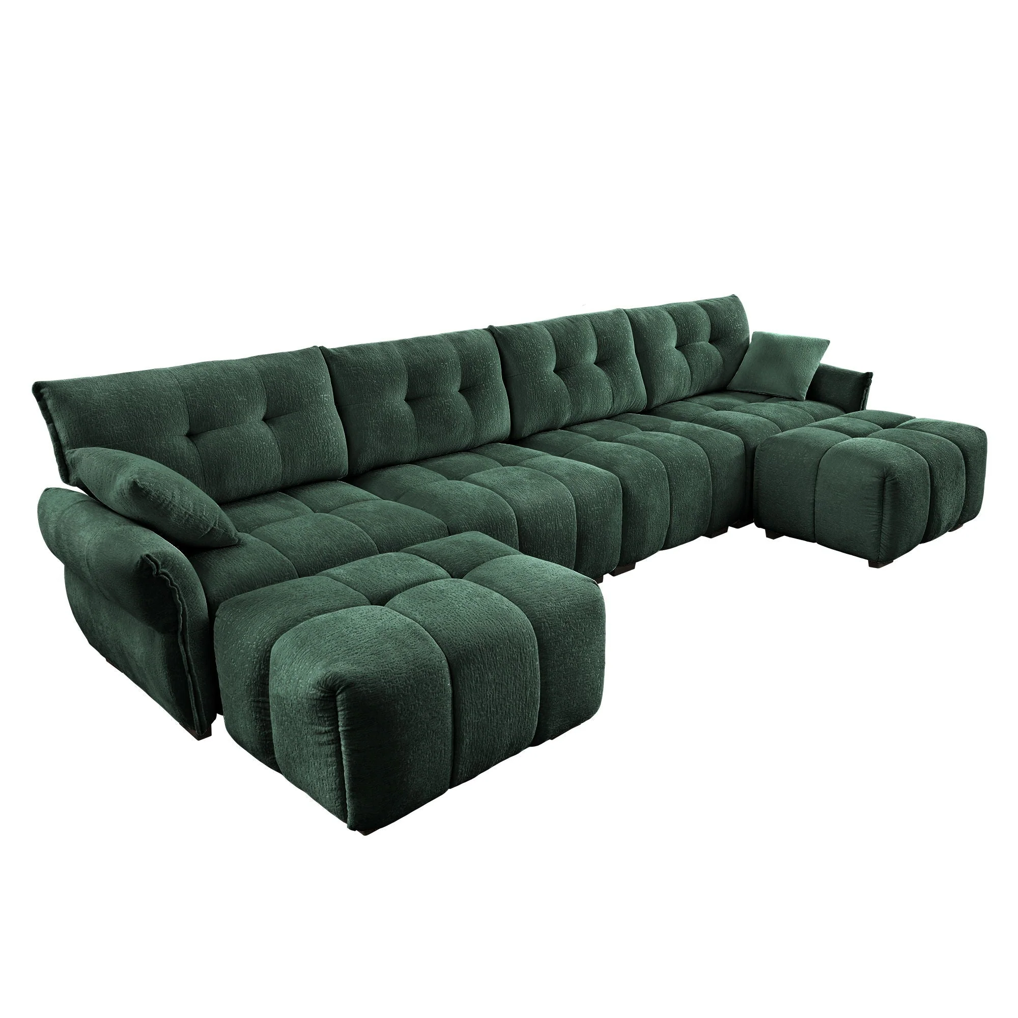 Sofa Set With Ottoman And Pillows, Textured, High Resilience Cushions - Image 18