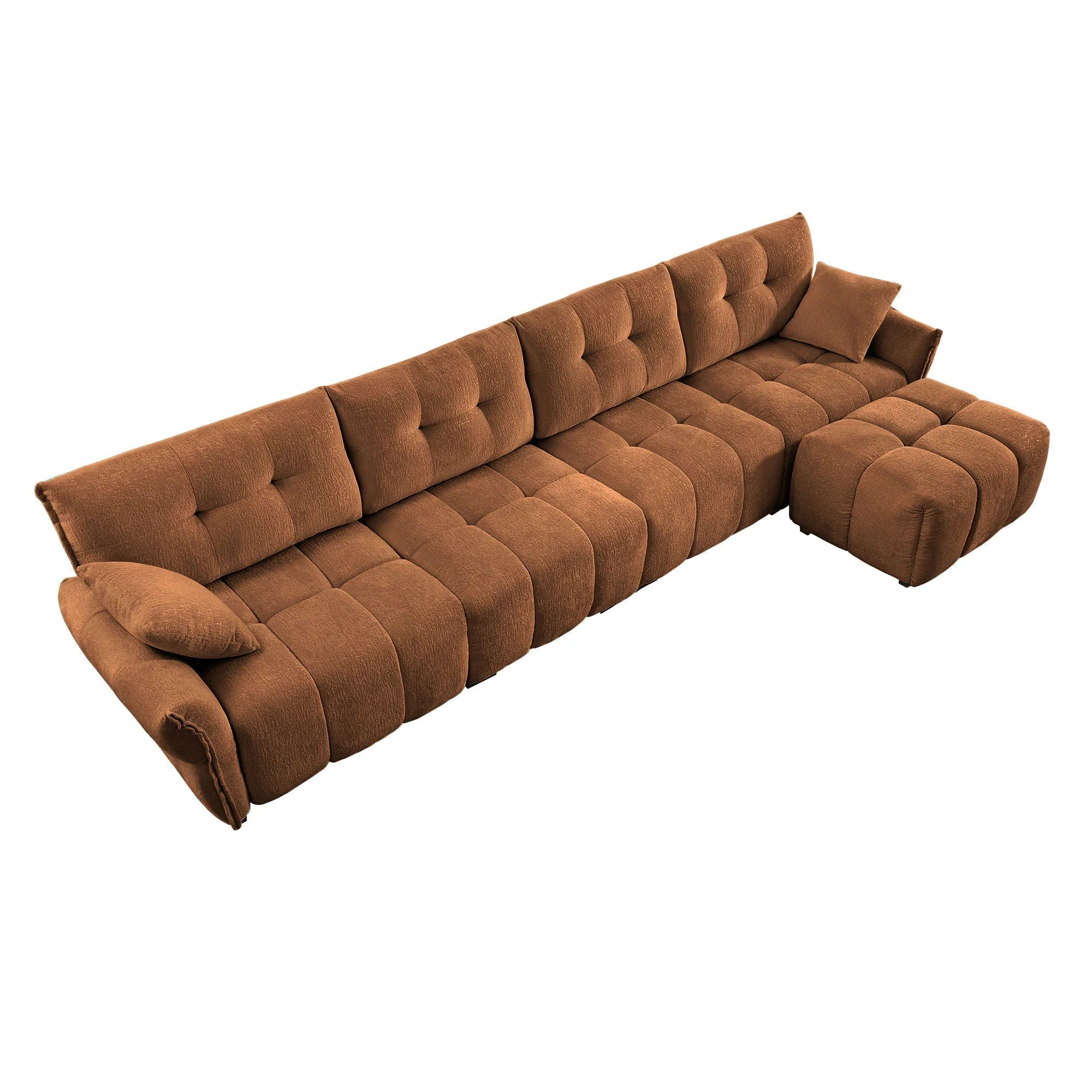 Sofa Set With Ottoman And Pillows, Textured, High Resilience Cushions - Image 19