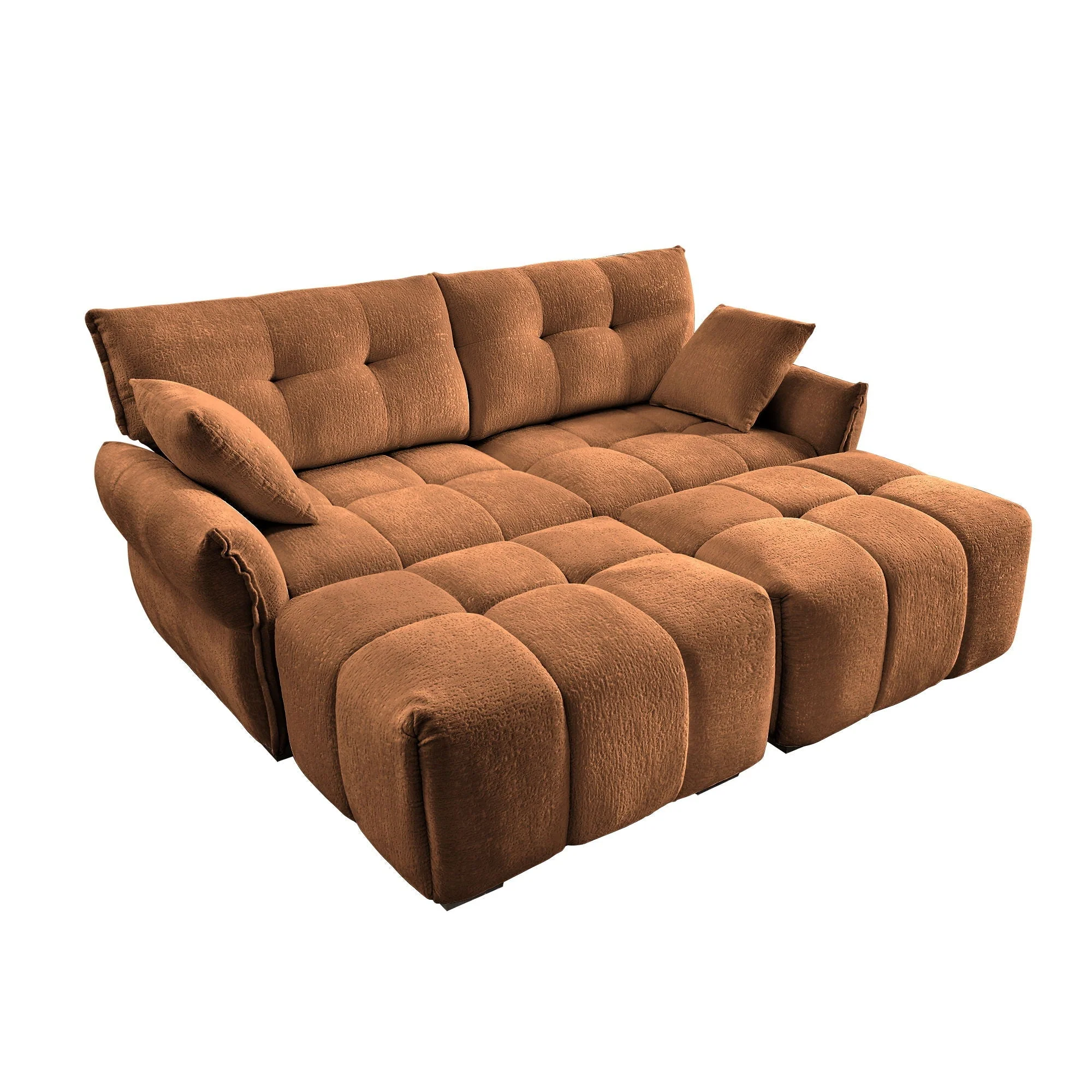 Sofa Set With Ottoman And Pillows, Textured, High Resilience Cushions - Image 2