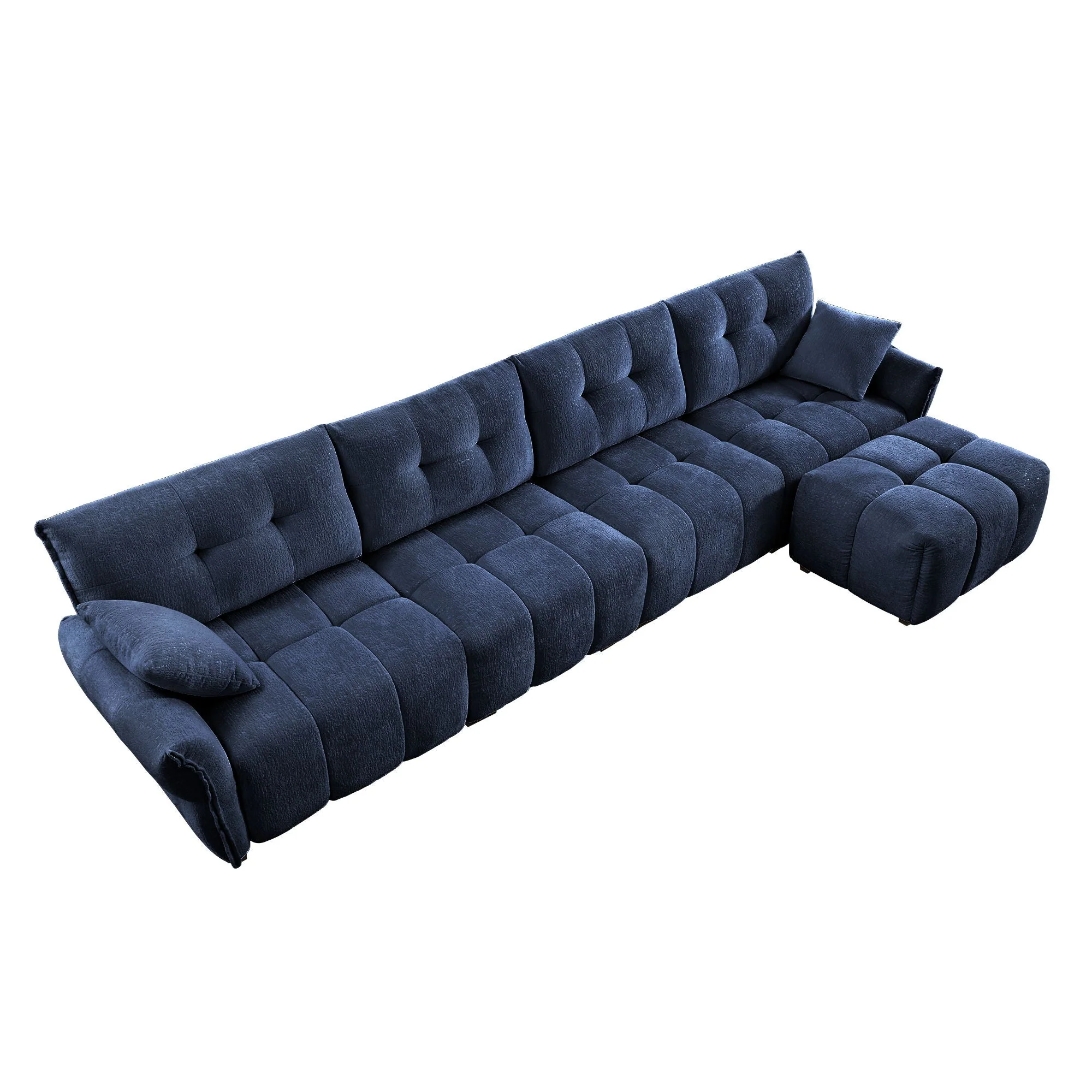 Sofa Set With Ottoman And Pillows, Textured, High Resilience Cushions - Image 20
