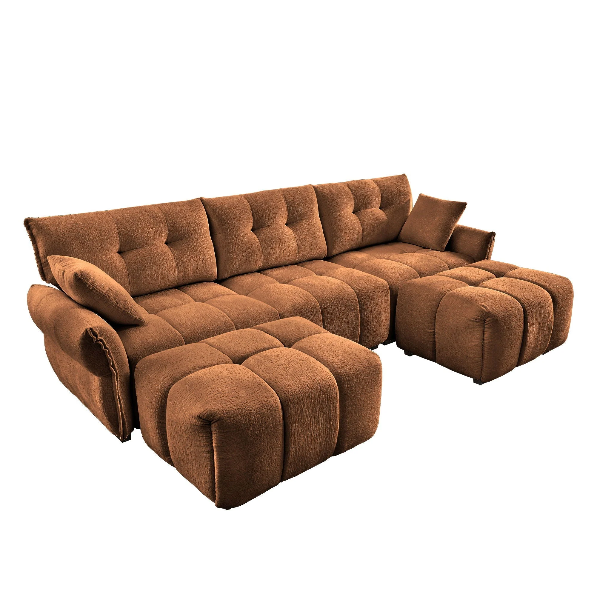 Sofa Set With Ottoman And Pillows, Textured, High Resilience Cushions - Image 21