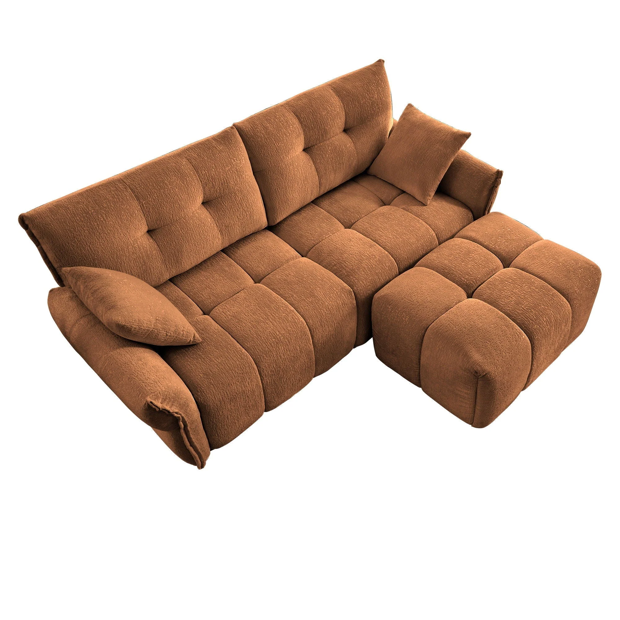 Sofa Set With Ottoman And Pillows, Textured, High Resilience Cushions - Image 22