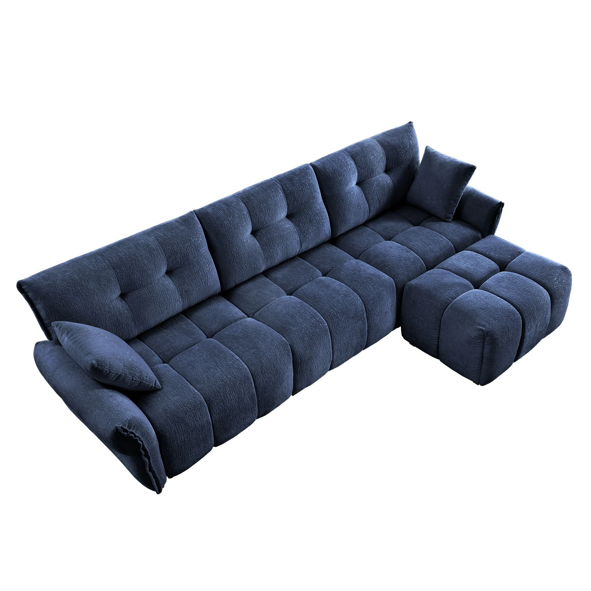 Sofa Set With Ottoman And Pillows, Textured, High Resilience Cushions - Image 25