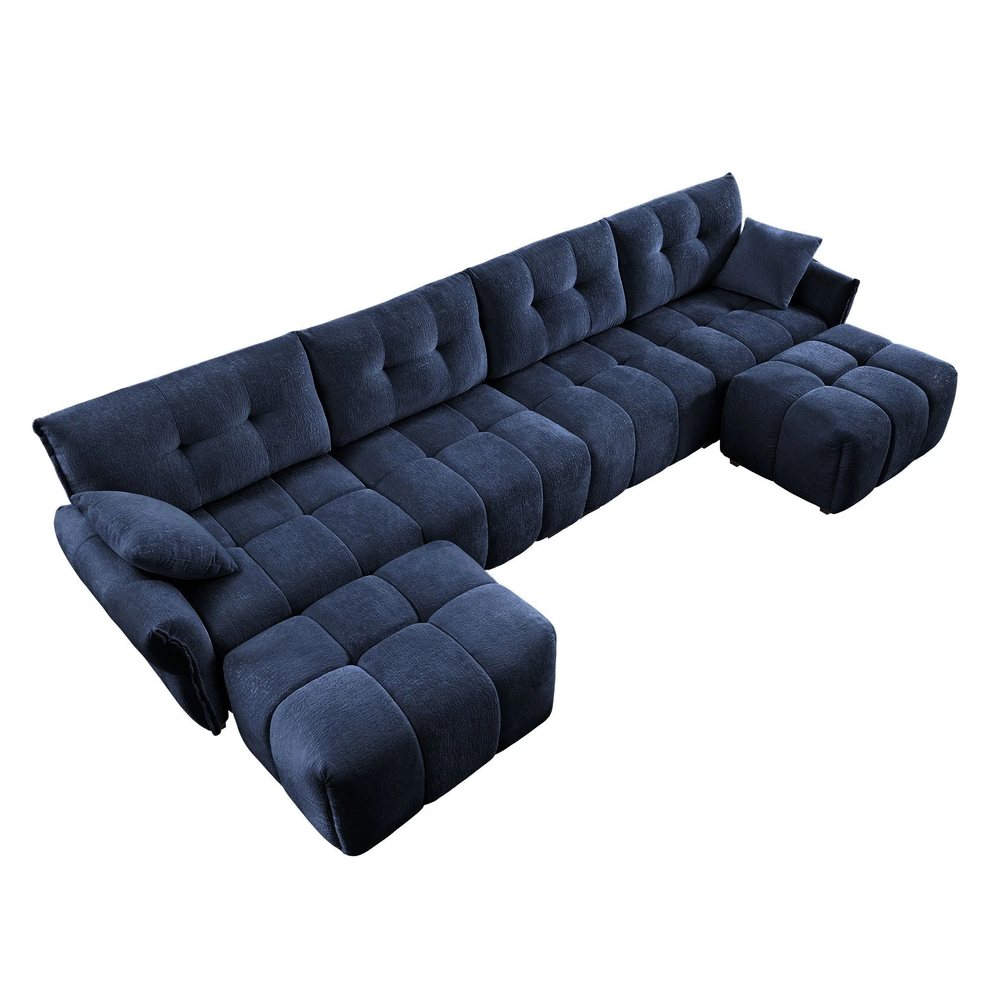 Sofa Set With Ottoman And Pillows, Textured, High Resilience Cushions - Image 26