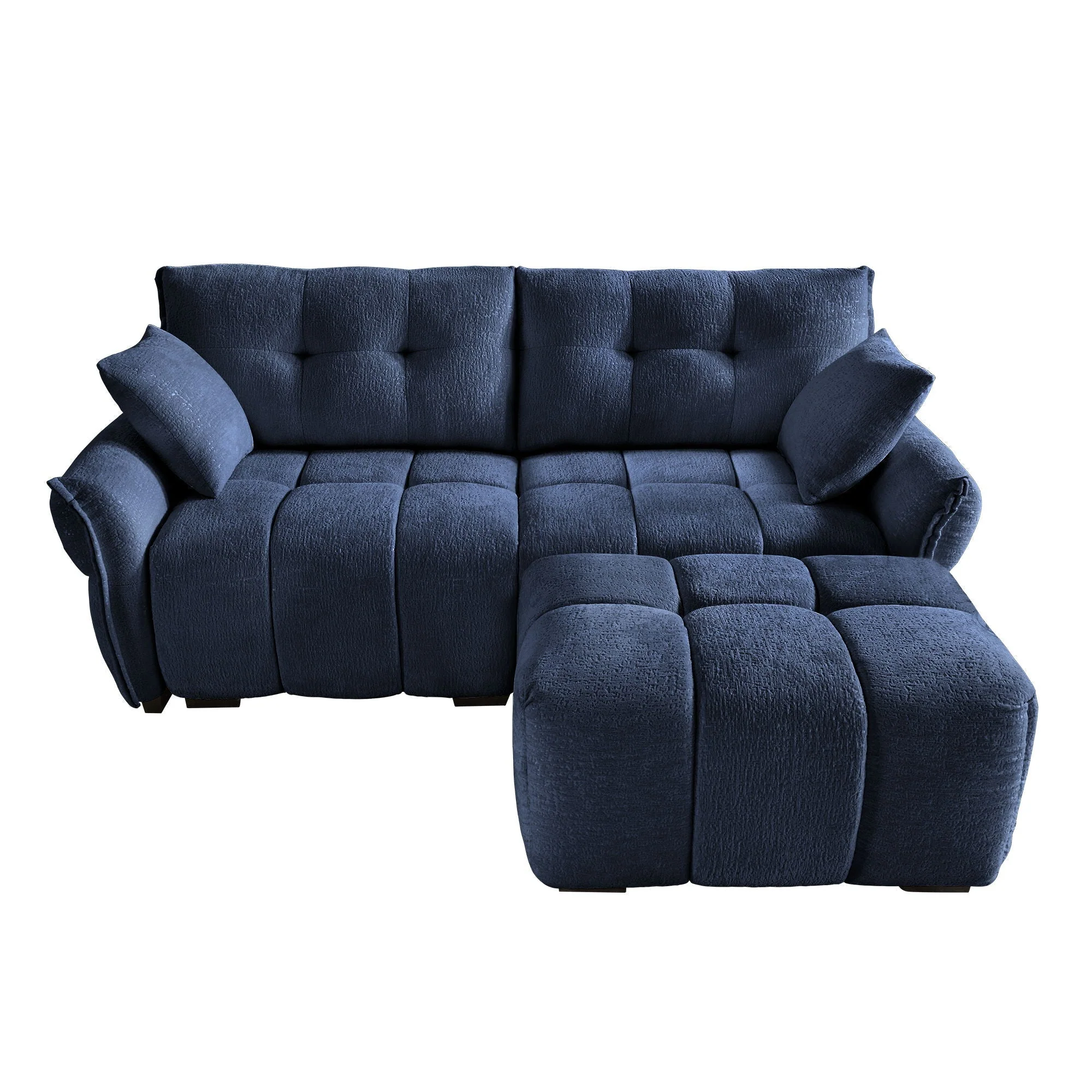 Sofa Set With Ottoman And Pillows, Textured, High Resilience Cushions - Image 27