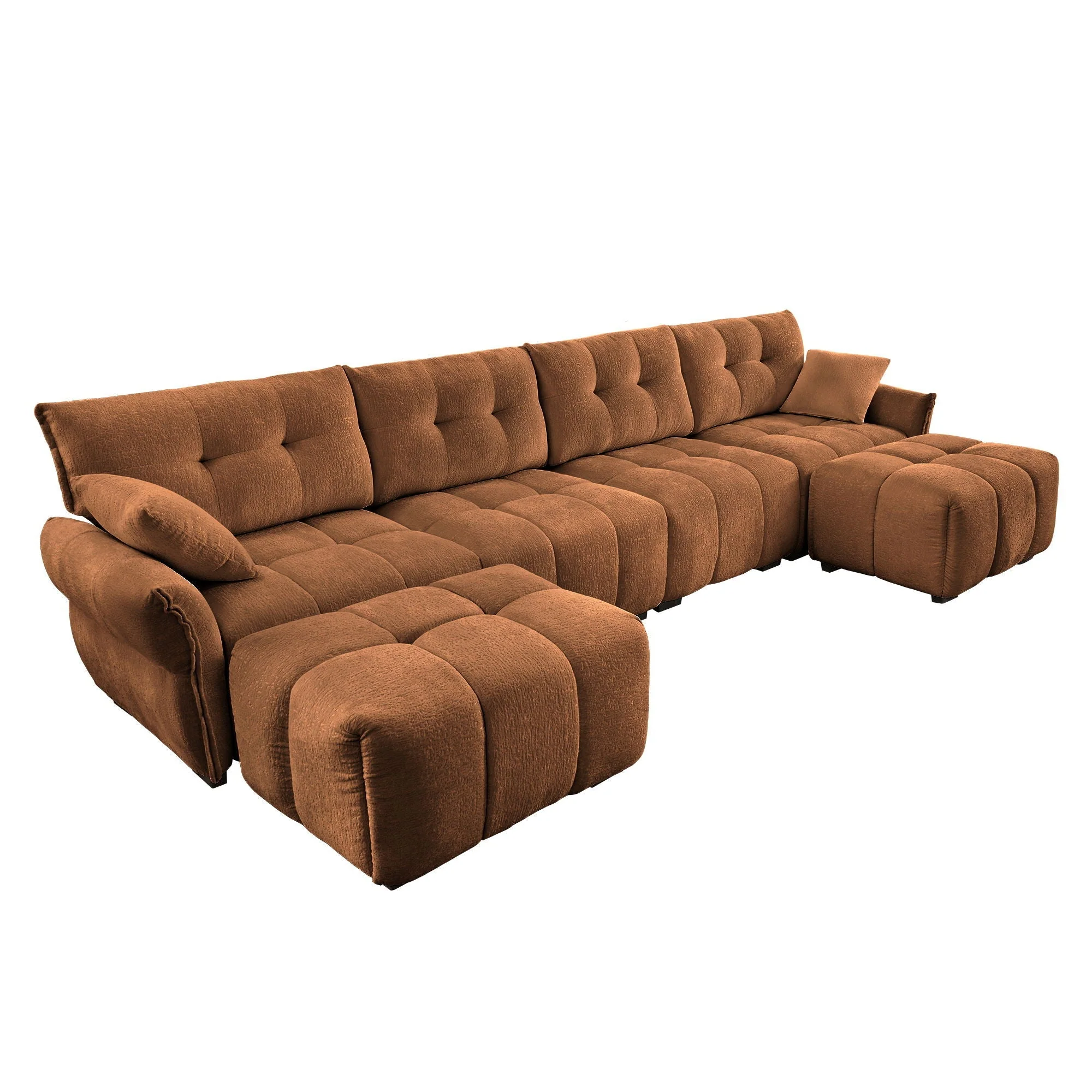 Sofa Set With Ottoman And Pillows, Textured, High Resilience Cushions - Image 28