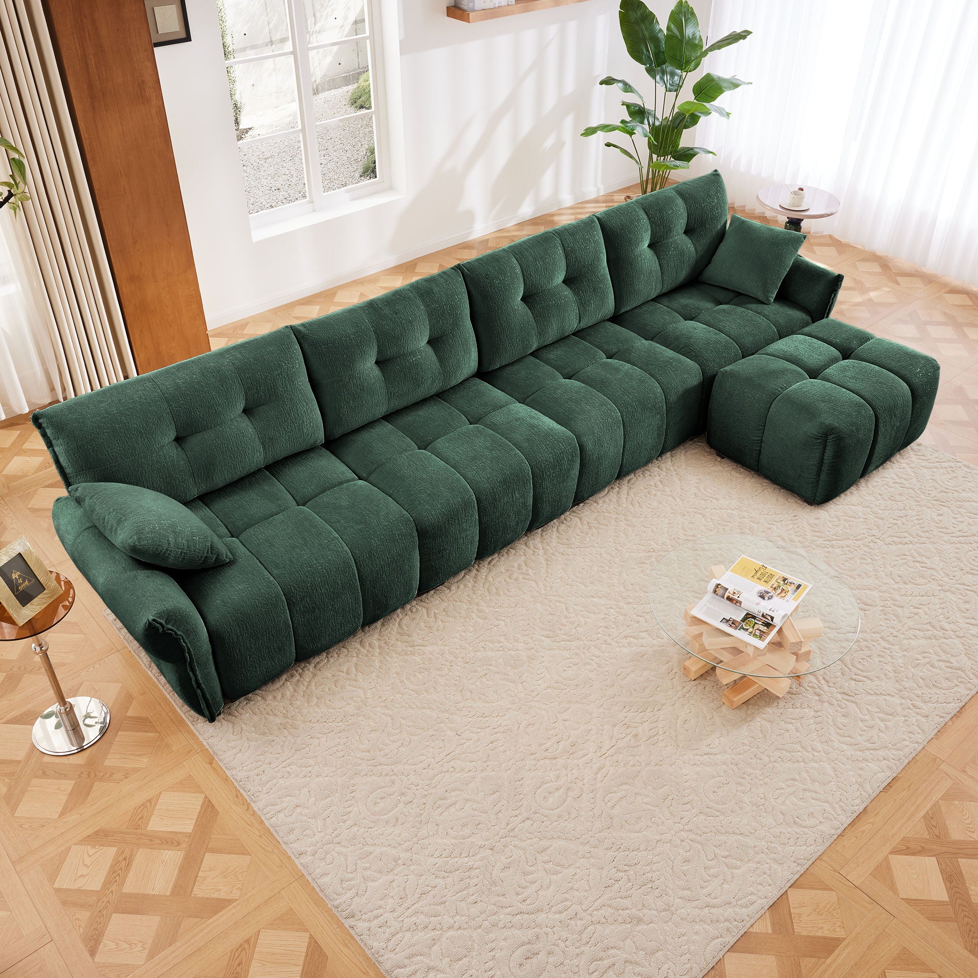 Sofa Set With Ottoman And Pillows, Textured, High Resilience Cushions - Image 31