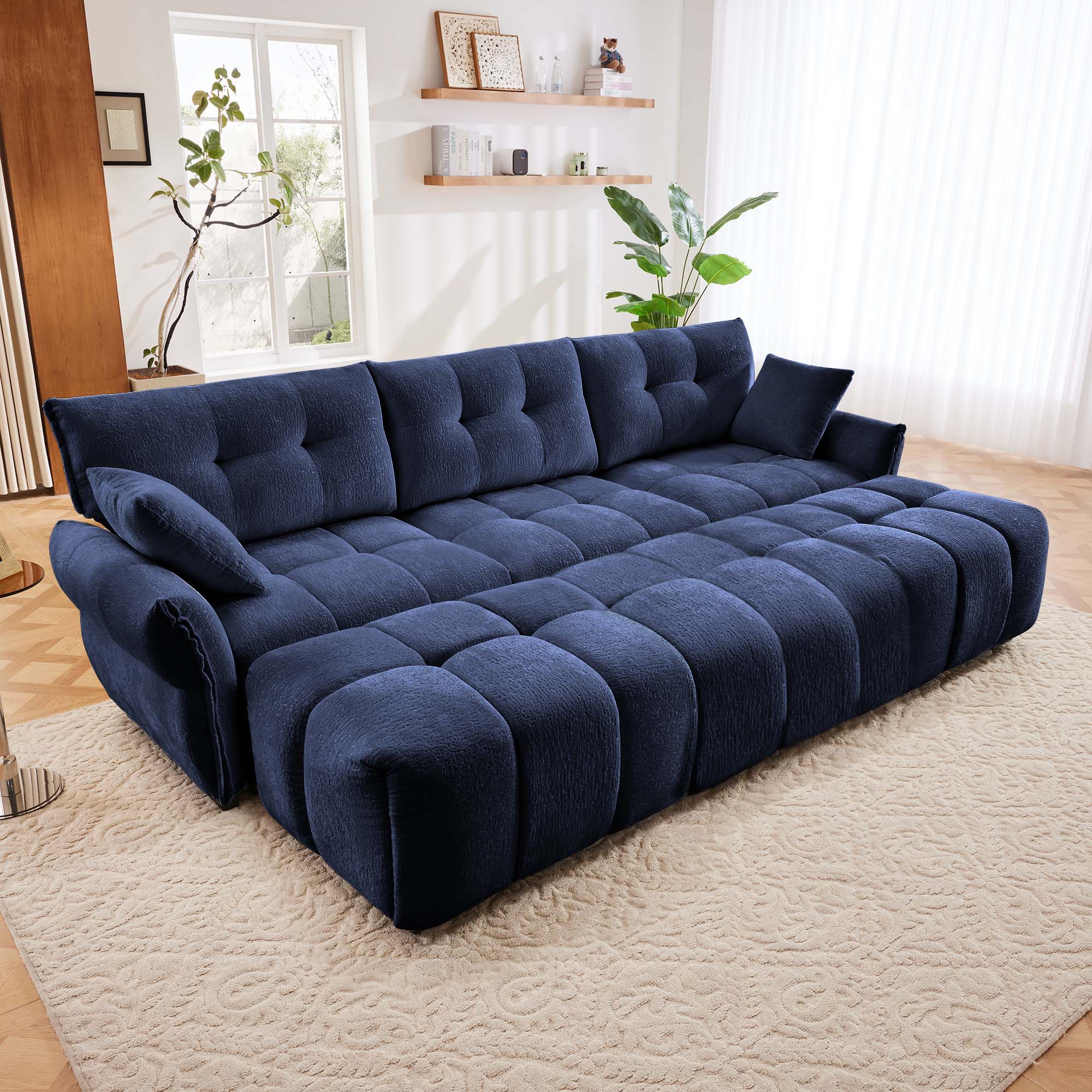 Sofa Set With Ottoman And Pillows, Textured, High Resilience Cushions - Image 35