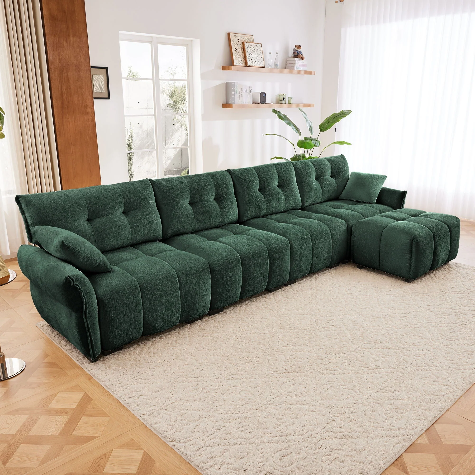 Sofa Set With Ottoman And Pillows, Textured, High Resilience Cushions - Image 37