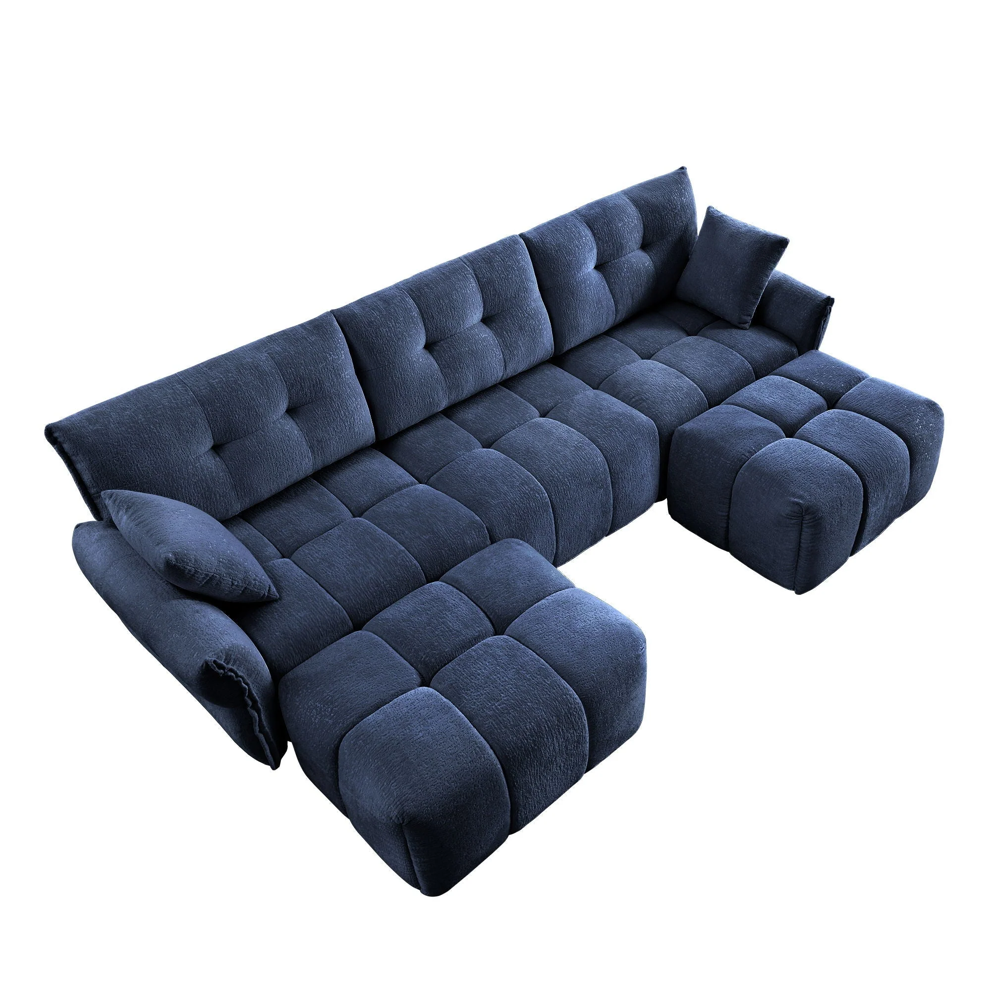 Sofa Set With Ottoman And Pillows, Textured, High Resilience Cushions - Image 4