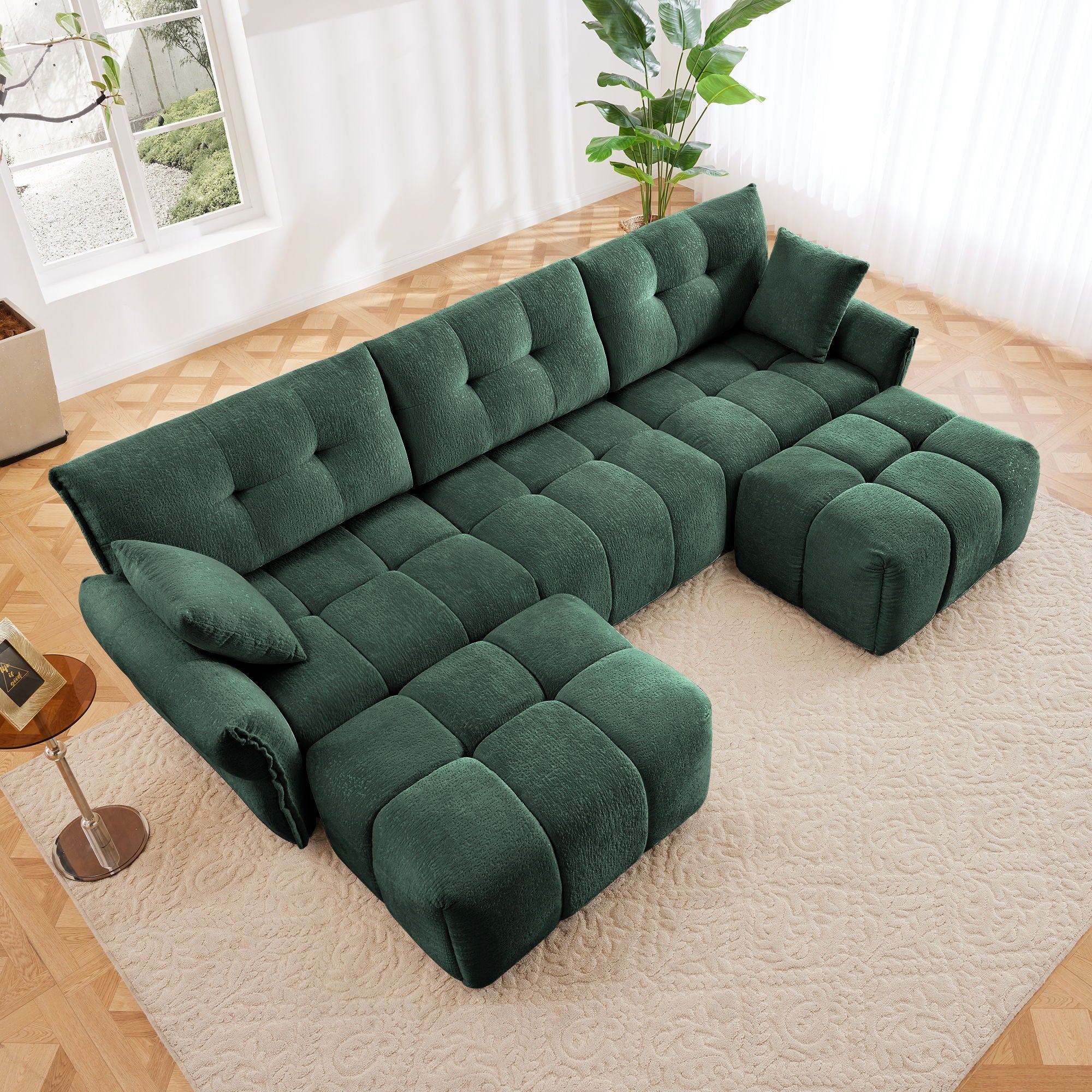 Sofa Set With Ottoman And Pillows, Textured, High Resilience Cushions - Image 45