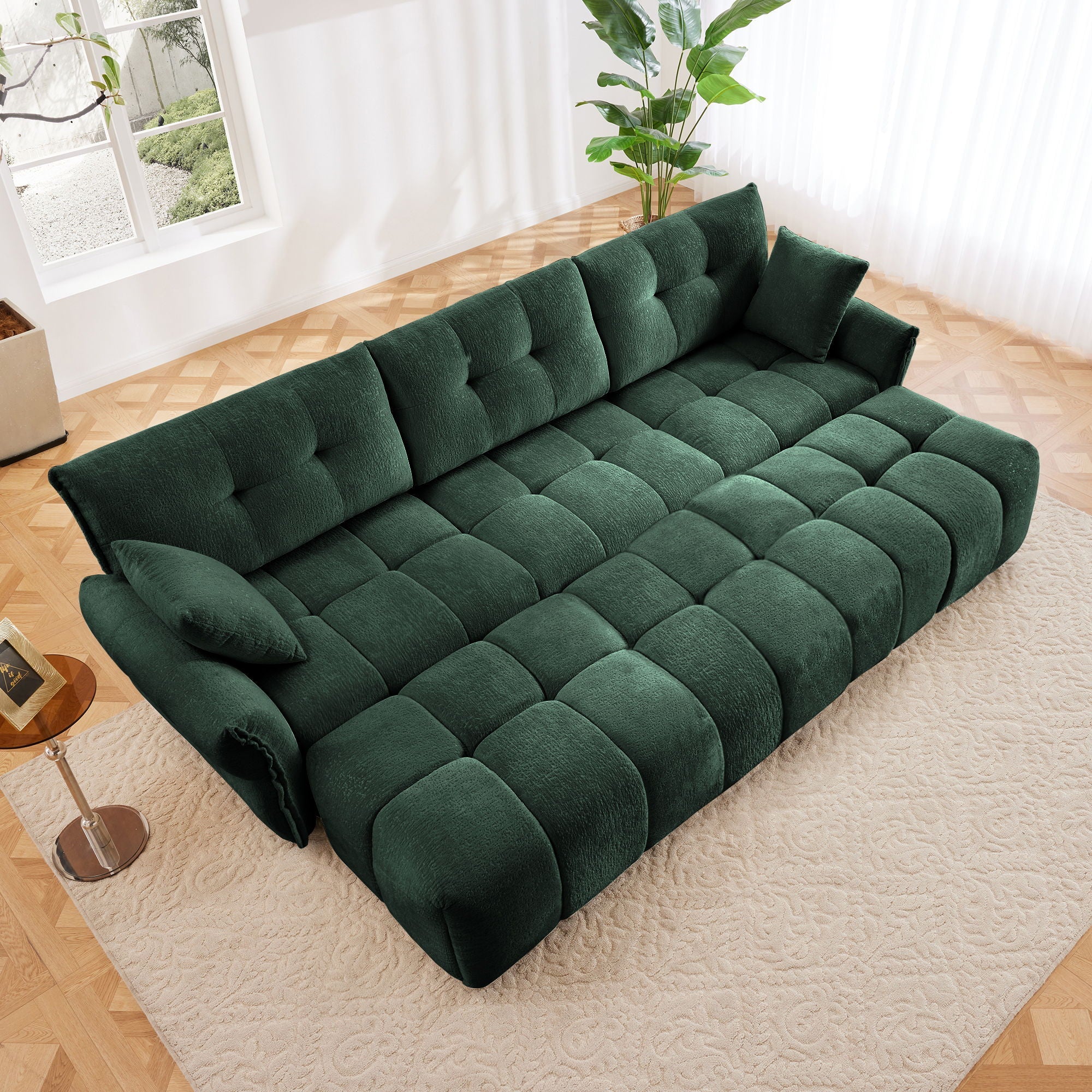 Sofa Set With Ottoman And Pillows, Textured, High Resilience Cushions - Image 46