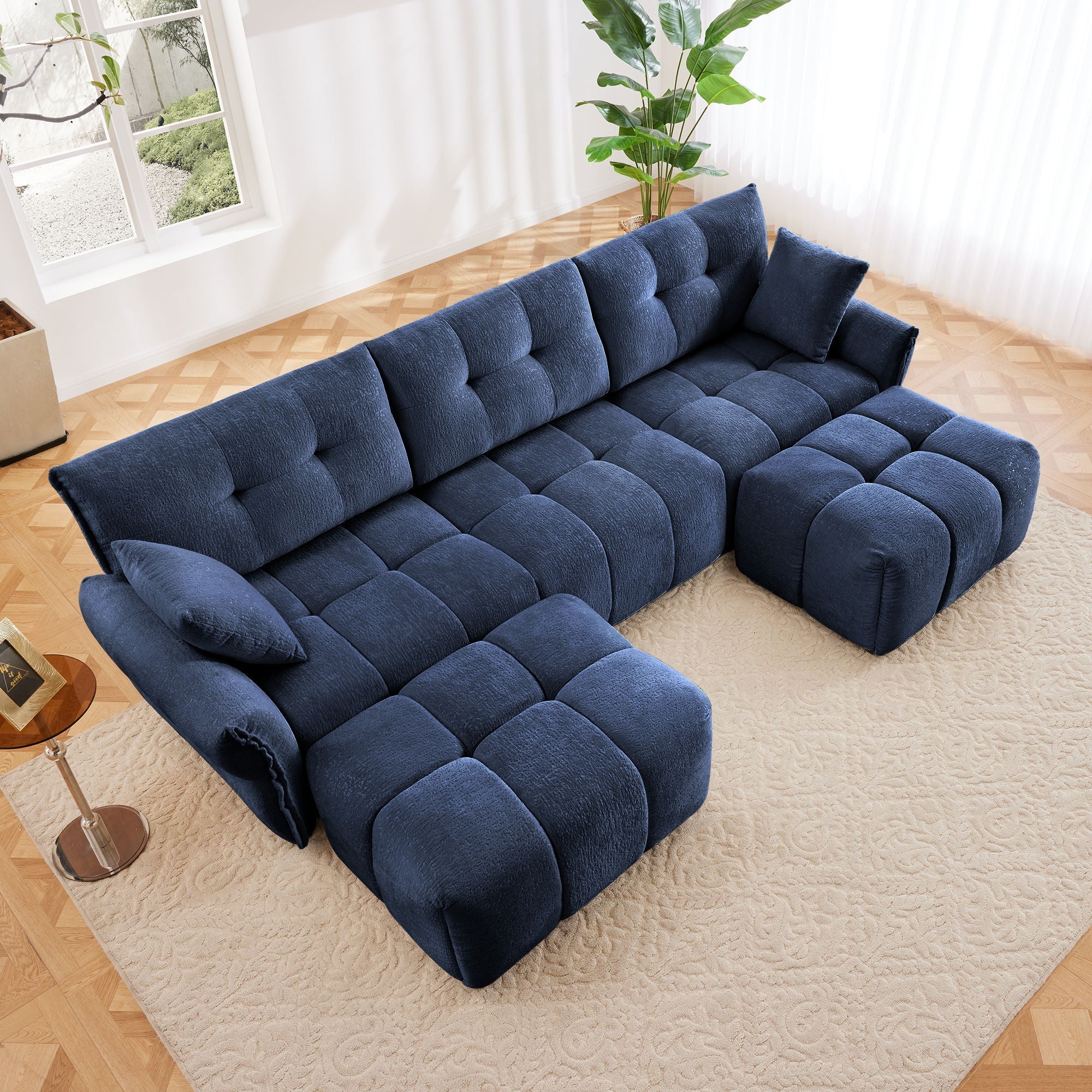 Sofa Set With Ottoman And Pillows, Textured, High Resilience Cushions - Image 50