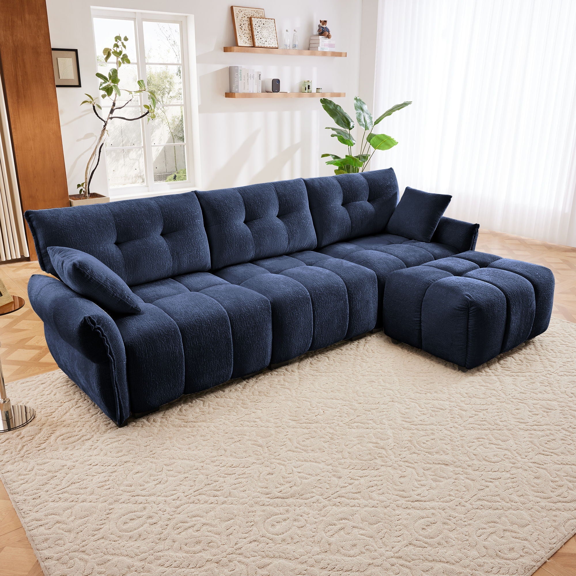 Sofa Set With Ottoman And Pillows, Textured, High Resilience Cushions - Image 52