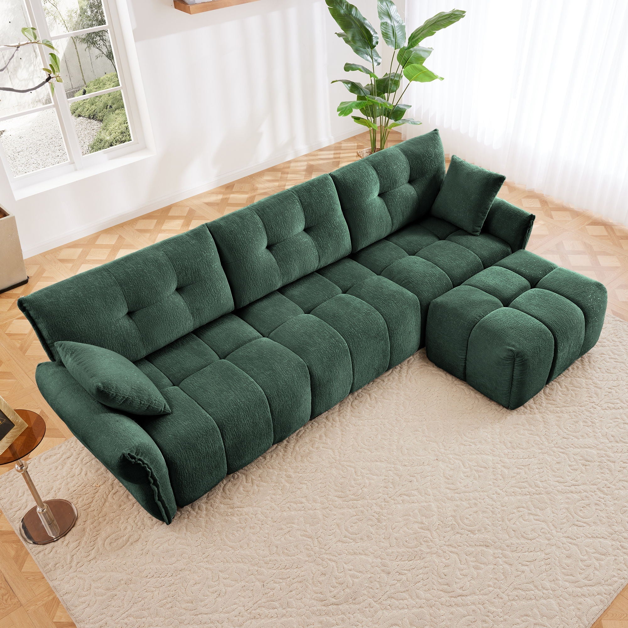 Sofa Set With Ottoman And Pillows, Textured, High Resilience Cushions - Image 58
