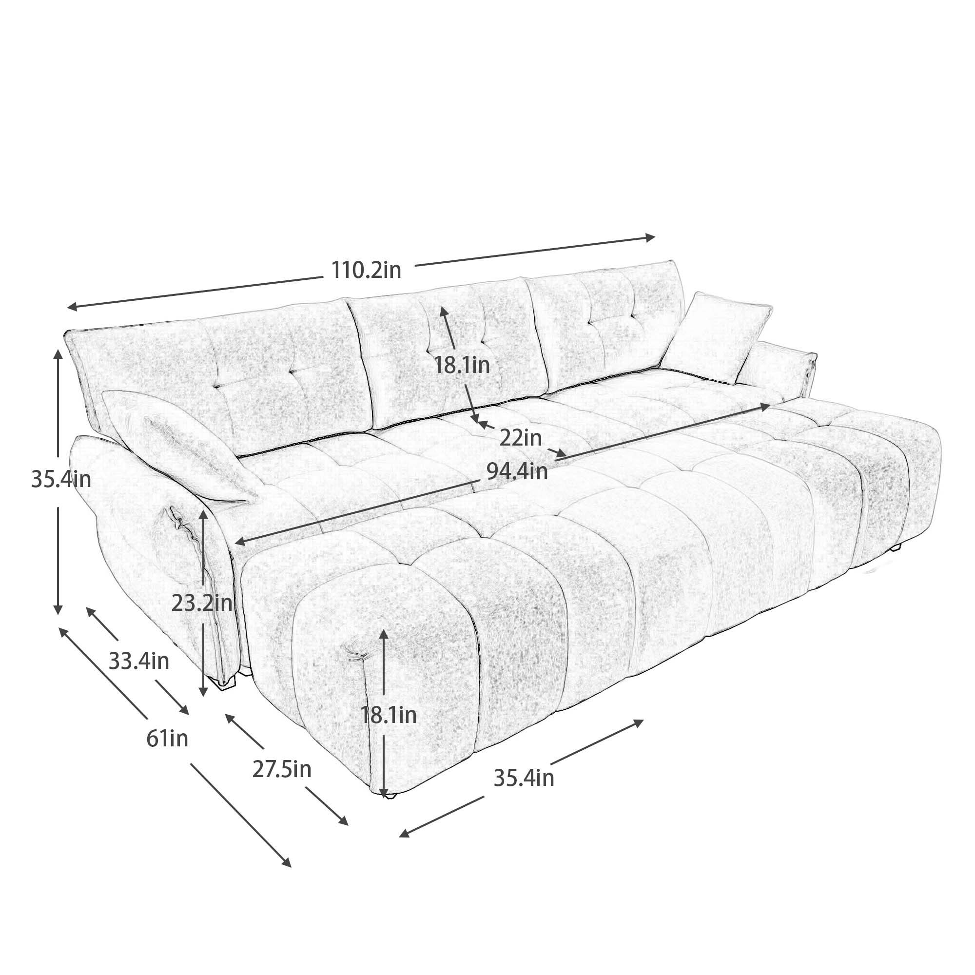 Sofa Set With Ottoman And Pillows, Textured, High Resilience Cushions - Image 59