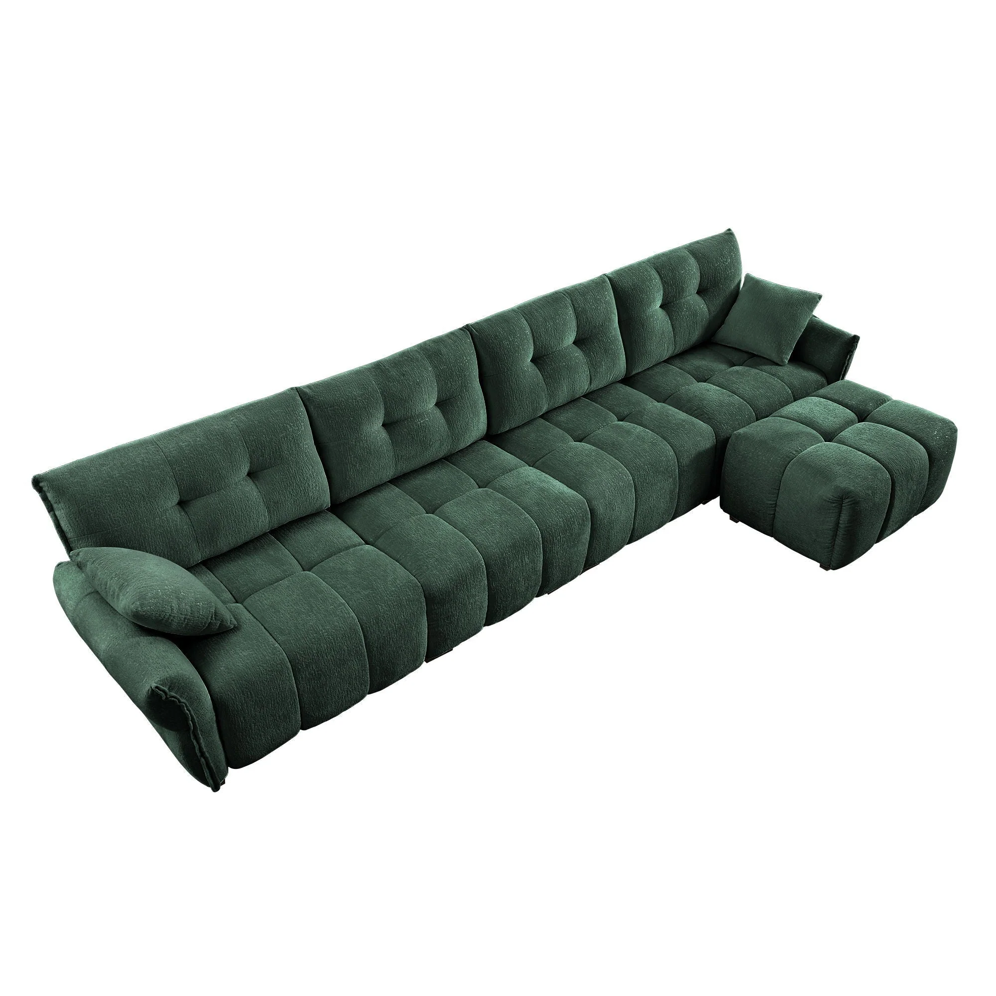 Sofa Set With Ottoman And Pillows, Textured, High Resilience Cushions - Image 6