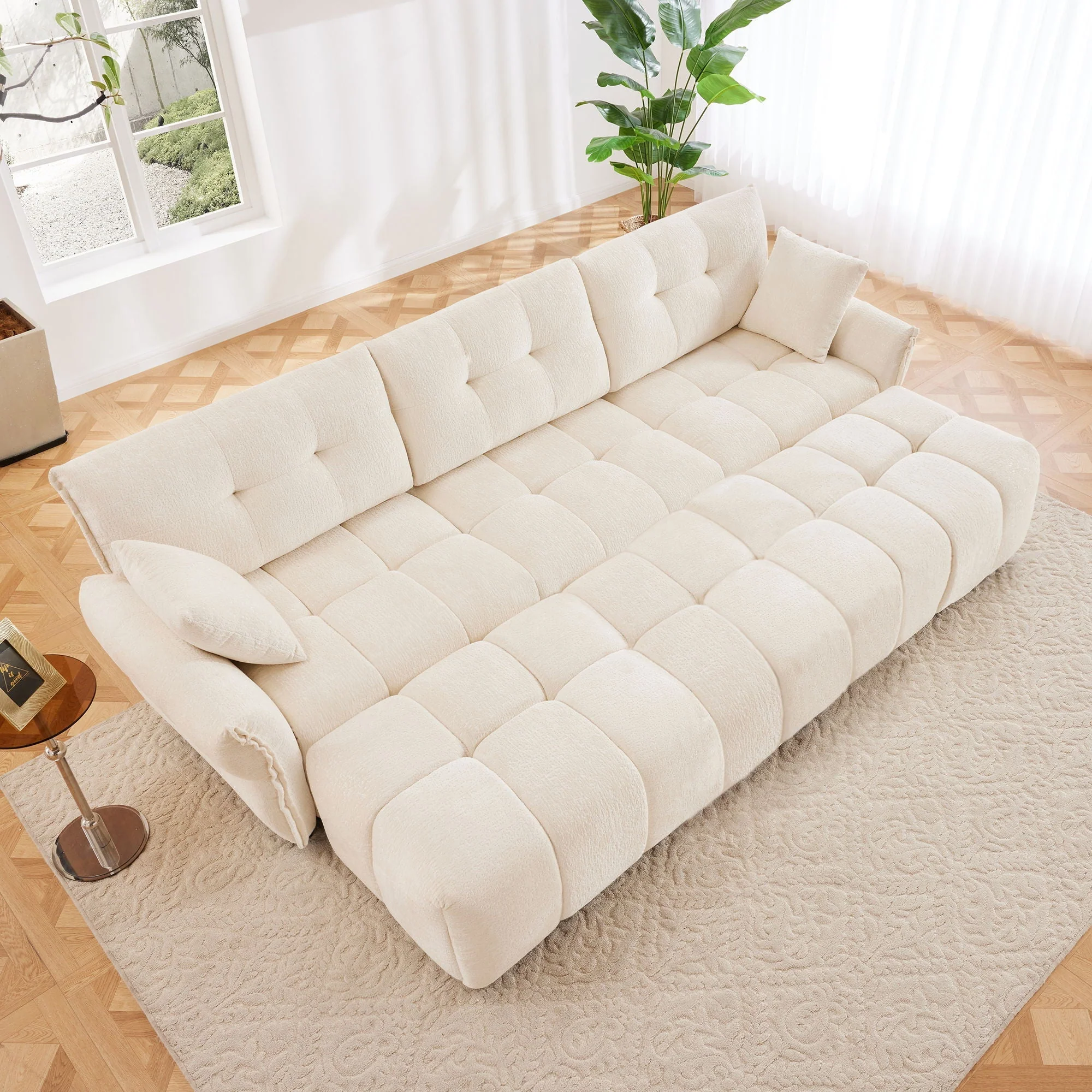 Sofa Set With Ottoman And Pillows, Textured, High Resilience Cushions - Image 60