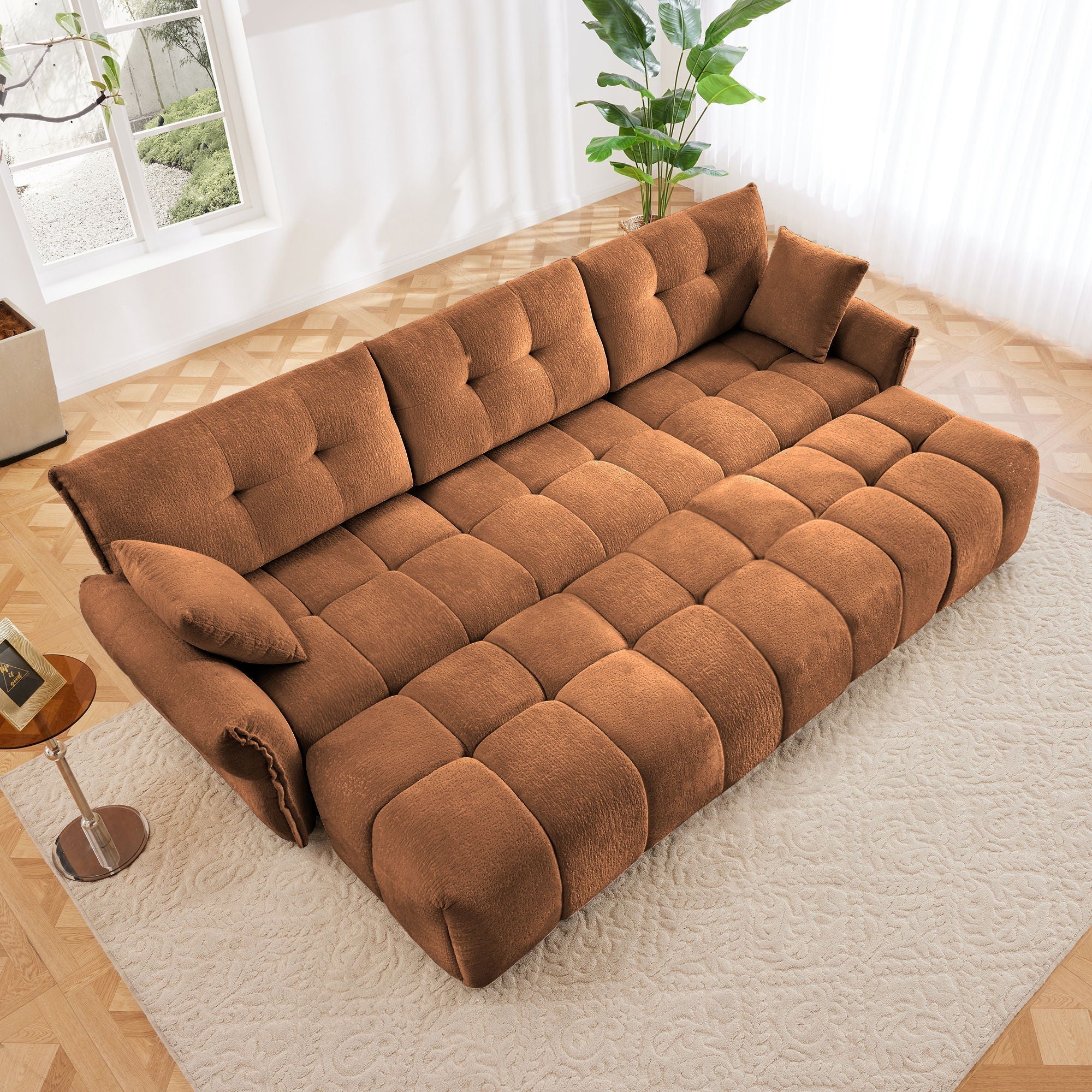 Sofa Set With Ottoman And Pillows, Textured, High Resilience Cushions - Image 61