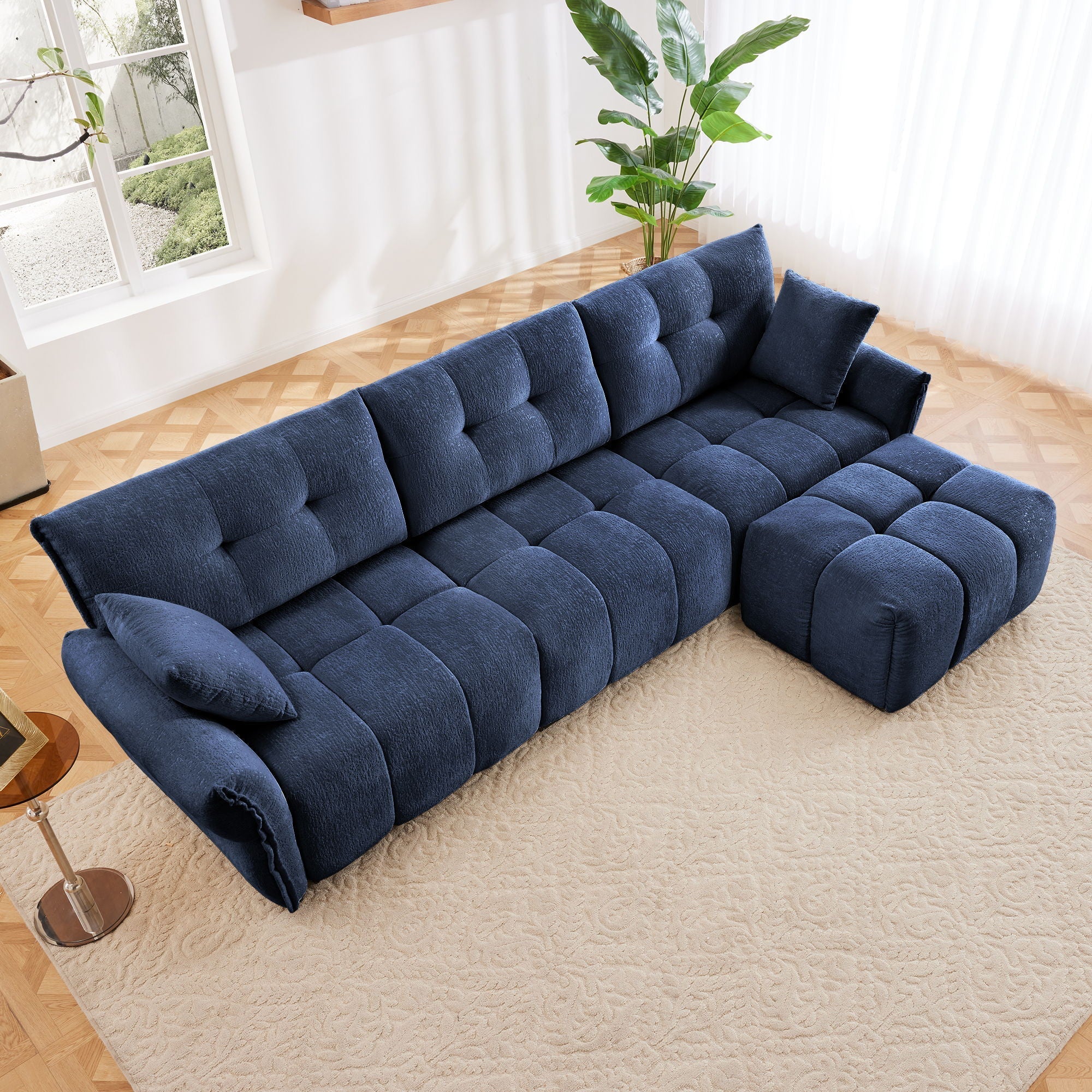 Sofa Set With Ottoman And Pillows, Textured, High Resilience Cushions - Image 64