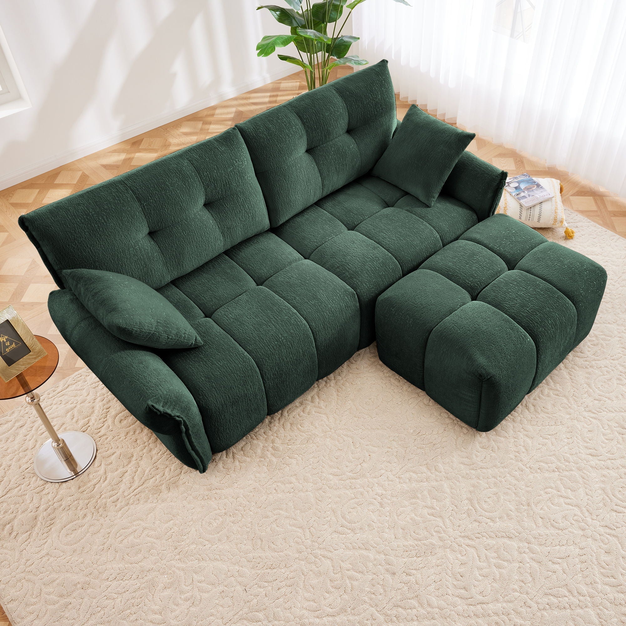 Sofa Set With Ottoman And Pillows, Textured, High Resilience Cushions - Image 65